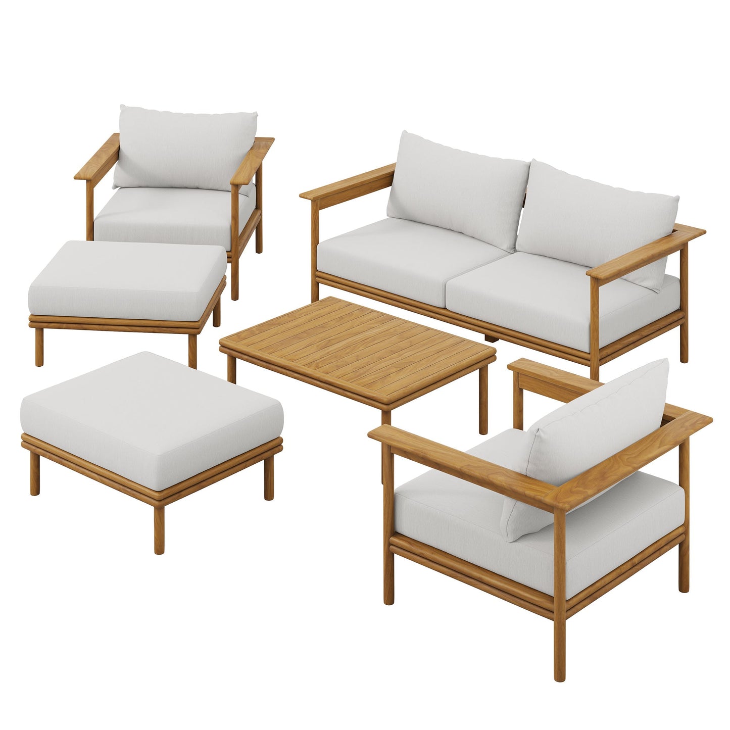 Wren 6-Piece Outdoor Patio Teak Wood Furniture Set by Modway EEI-7069-NAT-SAI