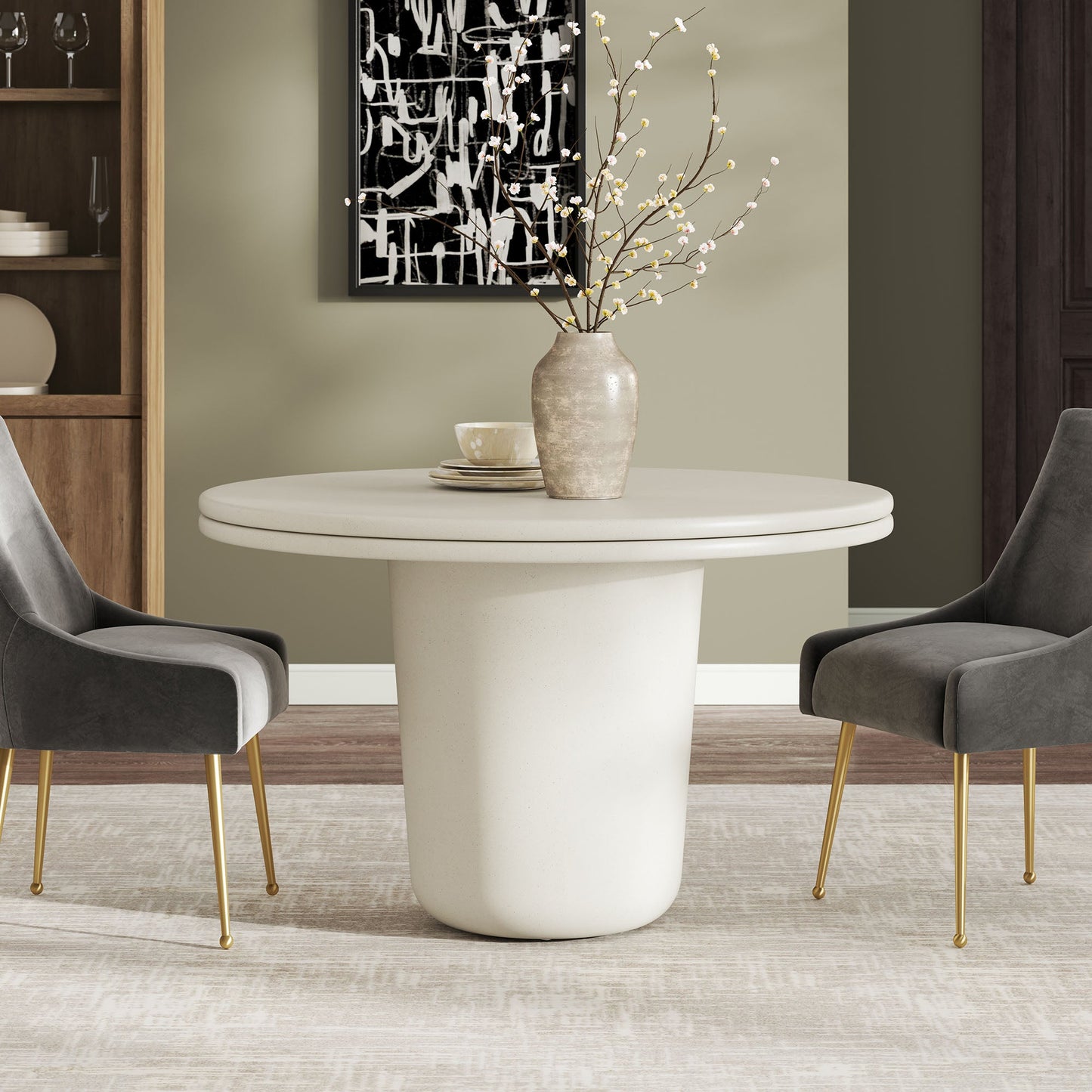 Brion 48" Indoor - Outdoor Patio Concrete Round Dining Table by Modway