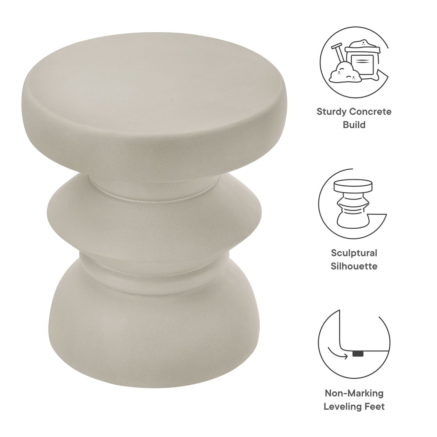 Terza Indoor - Outdoor Patio Concrete Side Table by Modway EEI-7090-LGR