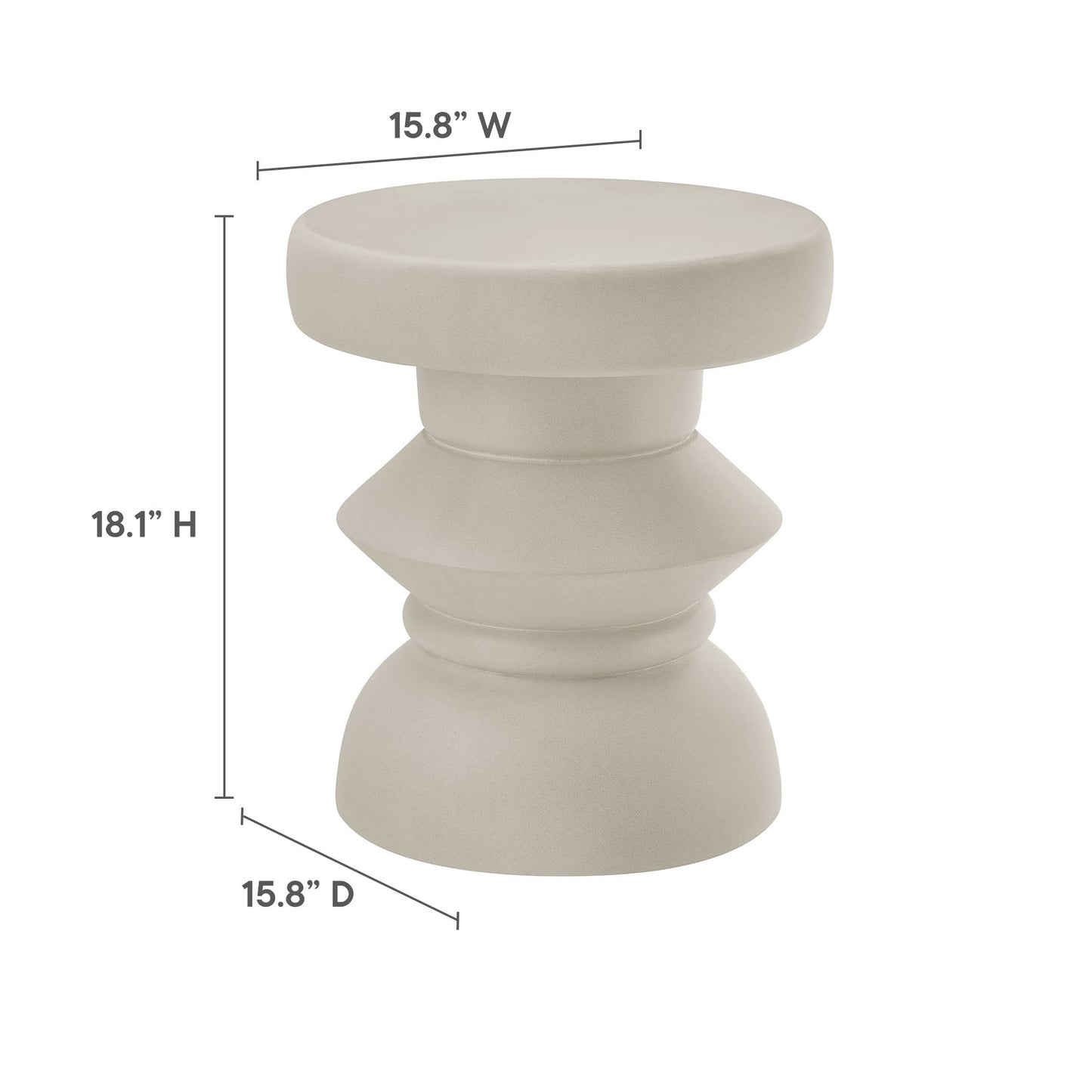 Terza Indoor - Outdoor Patio Concrete Side Table by Modway EEI-7090-LGR