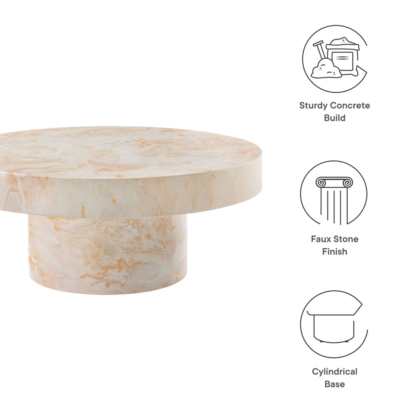 Alora Indoor - Outdoor Patio Concrete Round Coffee Table by Modway EEI-7091-HYX