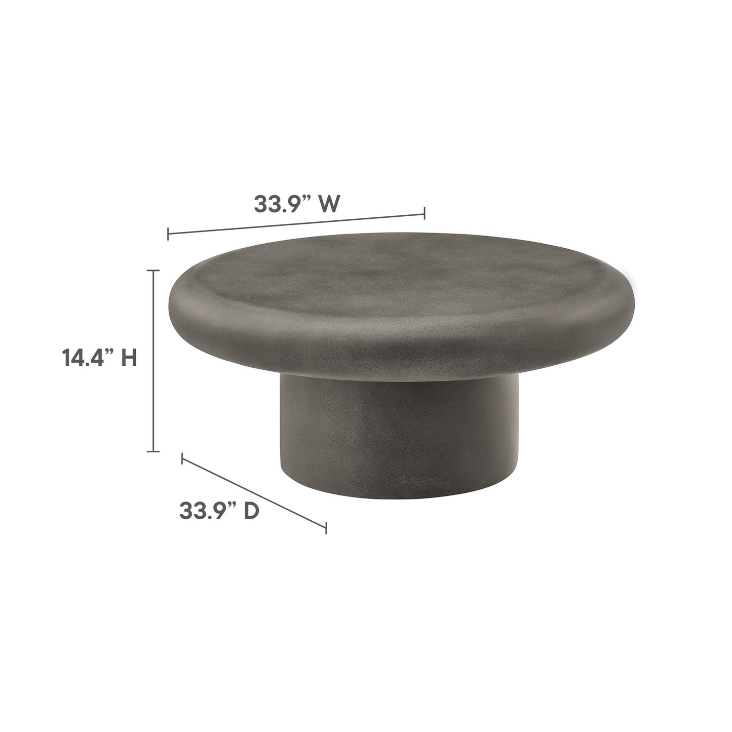 Argos Indoor - Outdoor Patio Concrete Round Coffee Table by Modway EEI-7092-GRY