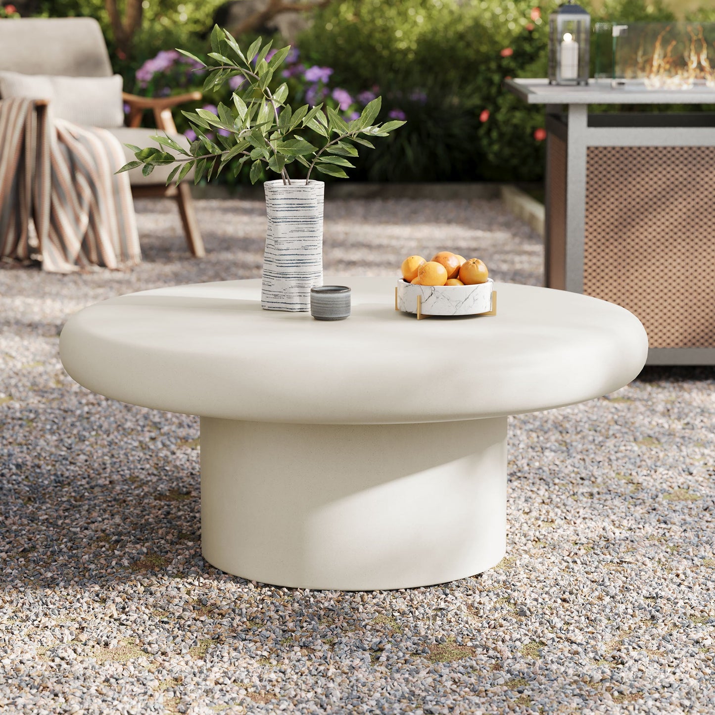 Argos Indoor - Outdoor Patio Concrete Round Coffee Table by Modway EEI-7092-WHI
