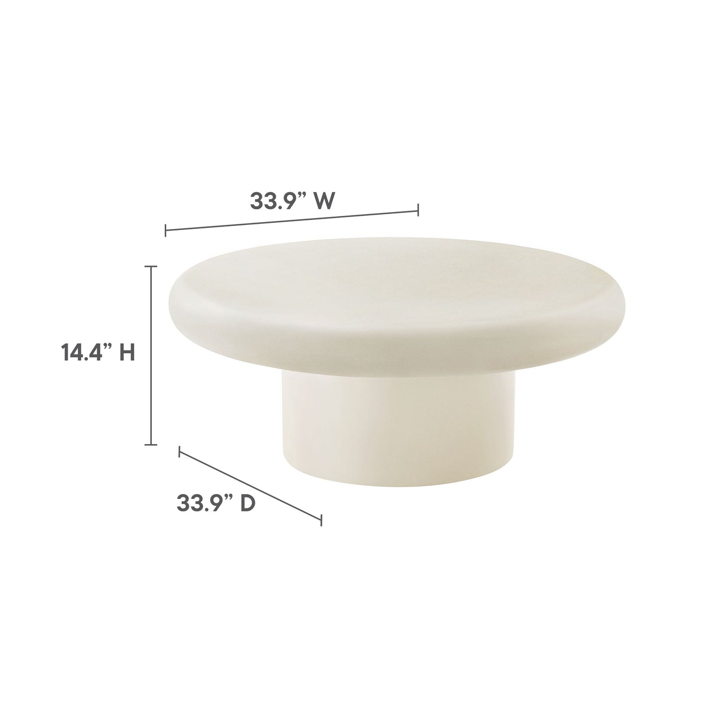 Argos Indoor - Outdoor Patio Concrete Round Coffee Table by Modway EEI-7092-WHI