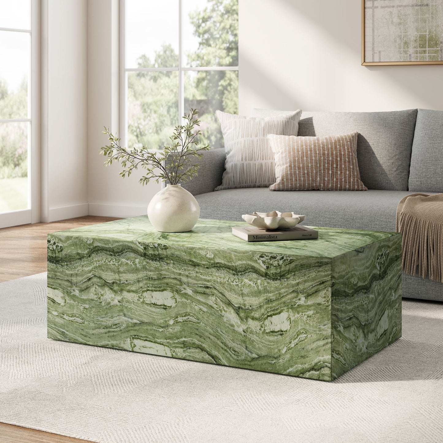Jordana Square Plinth Indoor - Outdoor Patio Concrete Coffee Table by Modway EEI-7095-GRN
