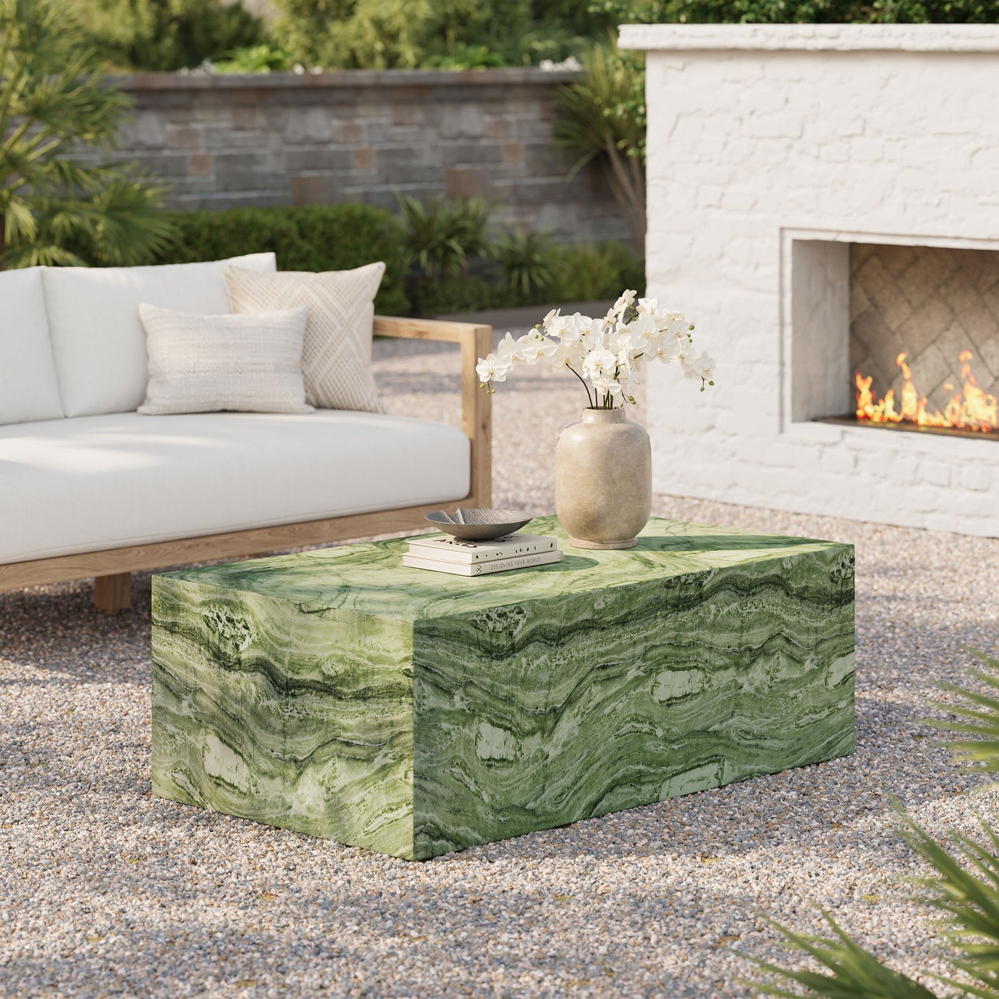 Jordana Square Plinth Indoor - Outdoor Patio Concrete Coffee Table by Modway EEI-7095-GRN