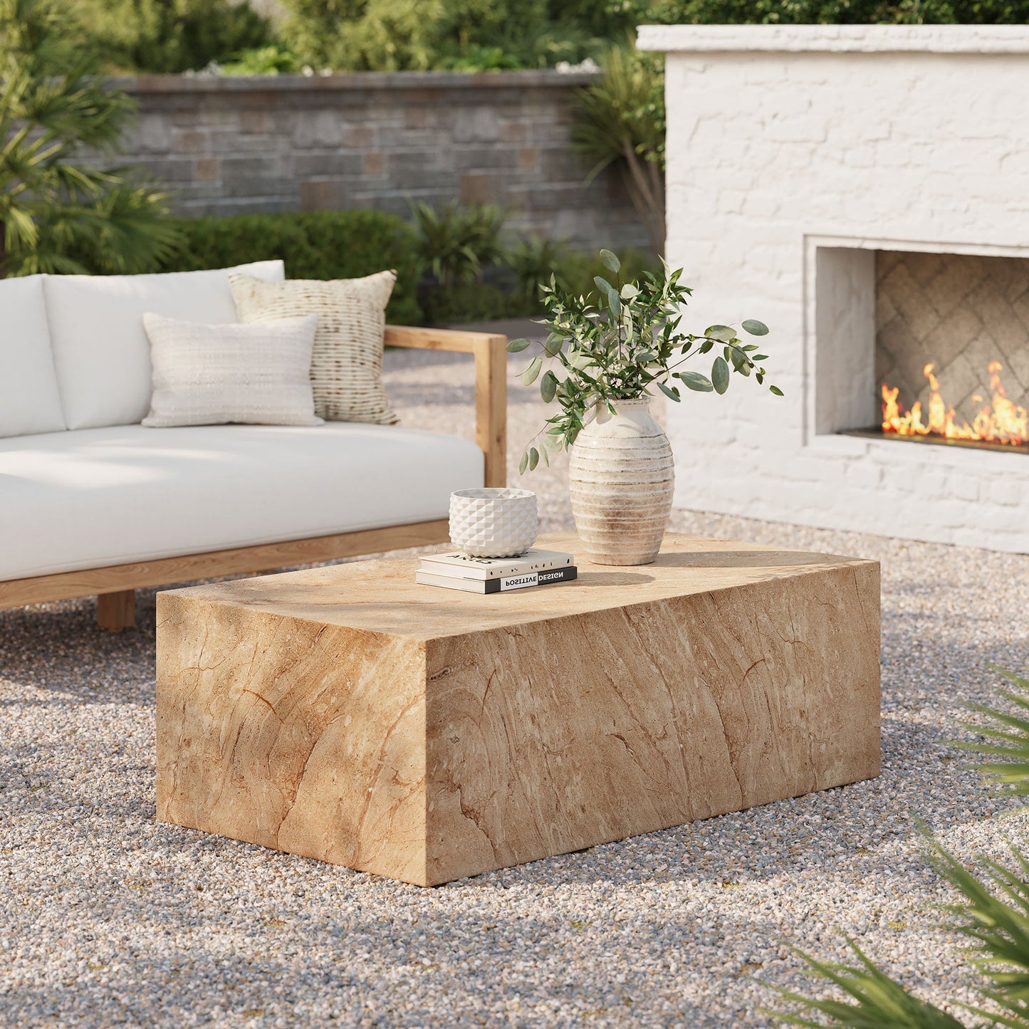 Jordana Square Plinth Indoor - Outdoor Patio Concrete Coffee Table by Modway EEI-7095-TRV