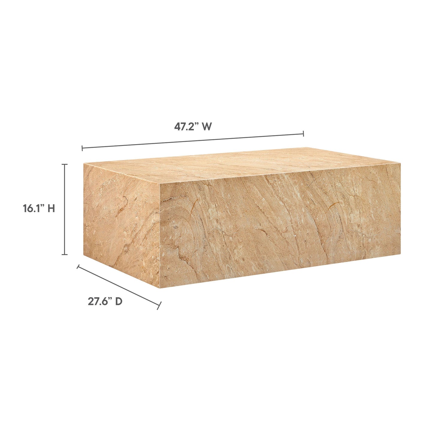 Jordana Square Plinth Indoor - Outdoor Patio Concrete Coffee Table by Modway EEI-7095-TRV