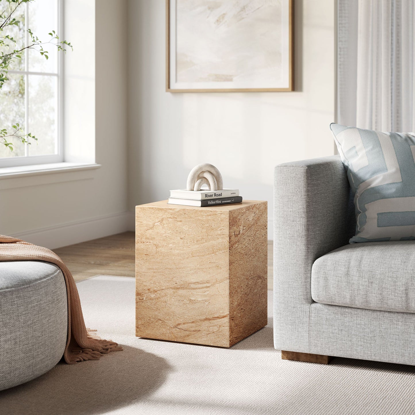 Jordana Square Plinth Indoor - Outdoor Patio Concrete Side Table by Modway EEI-7096-TRV