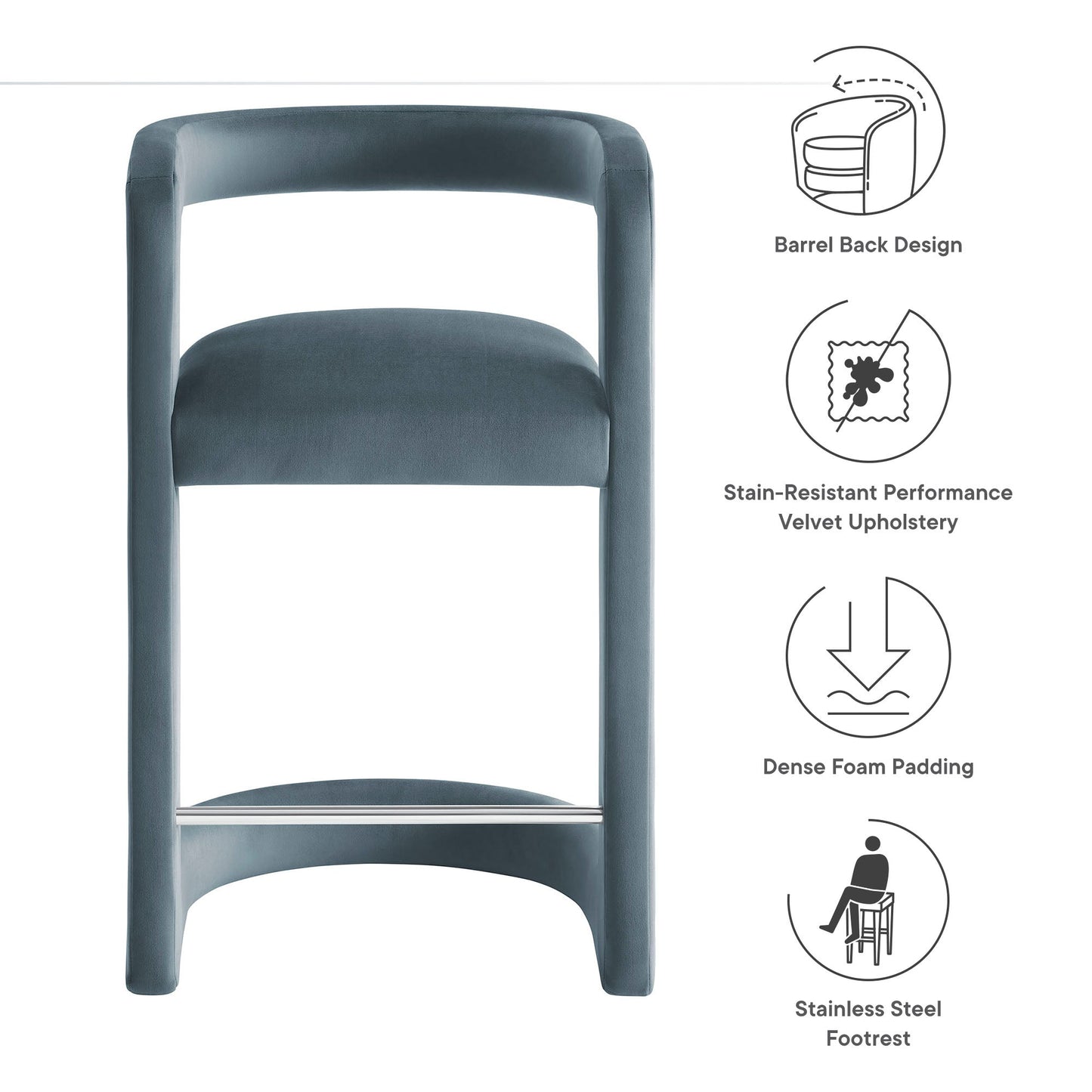 Winslow Performance Velvet Counter Stool by Modway EEI-7107-CAB