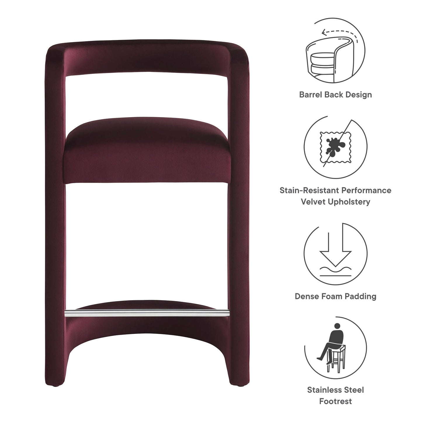 Winslow Performance Velvet Counter Stool by Modway EEI-7107-MUL