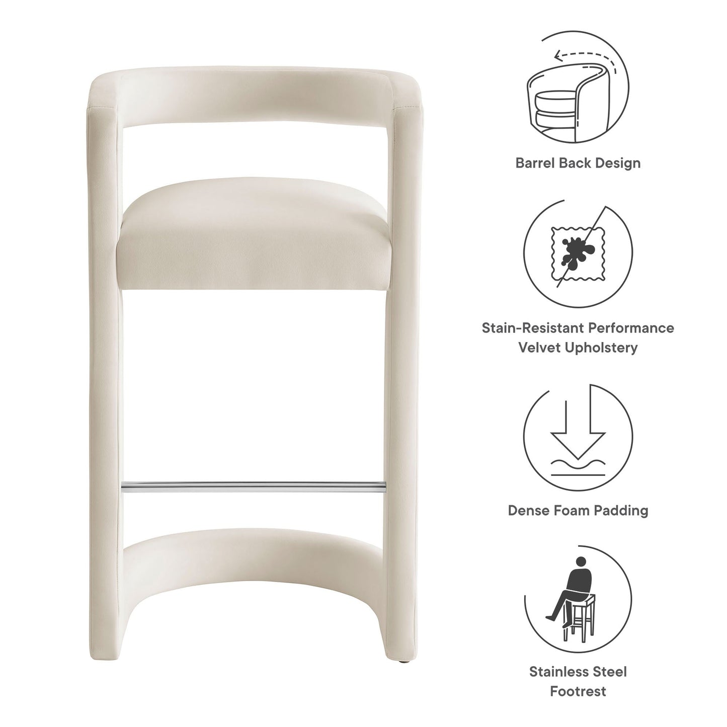 Winslow Performance Velvet Bar Stool by Modway EEI-7108-ALA