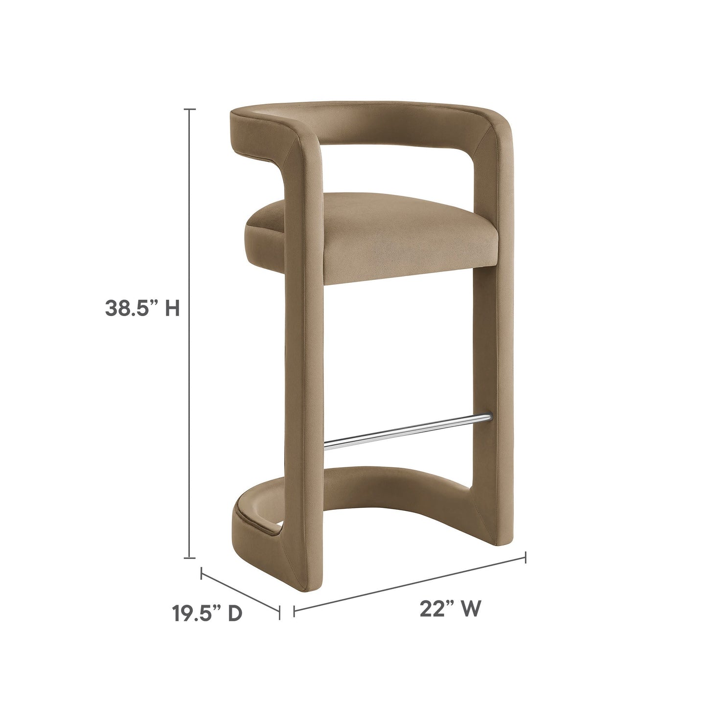Winslow Performance Velvet Bar Stool by Modway EEI-7108-TAU