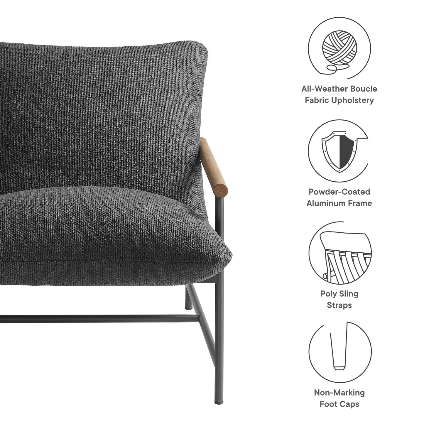 Raya Outdoor Patio Boucle Sling Lounge Chair by Modway