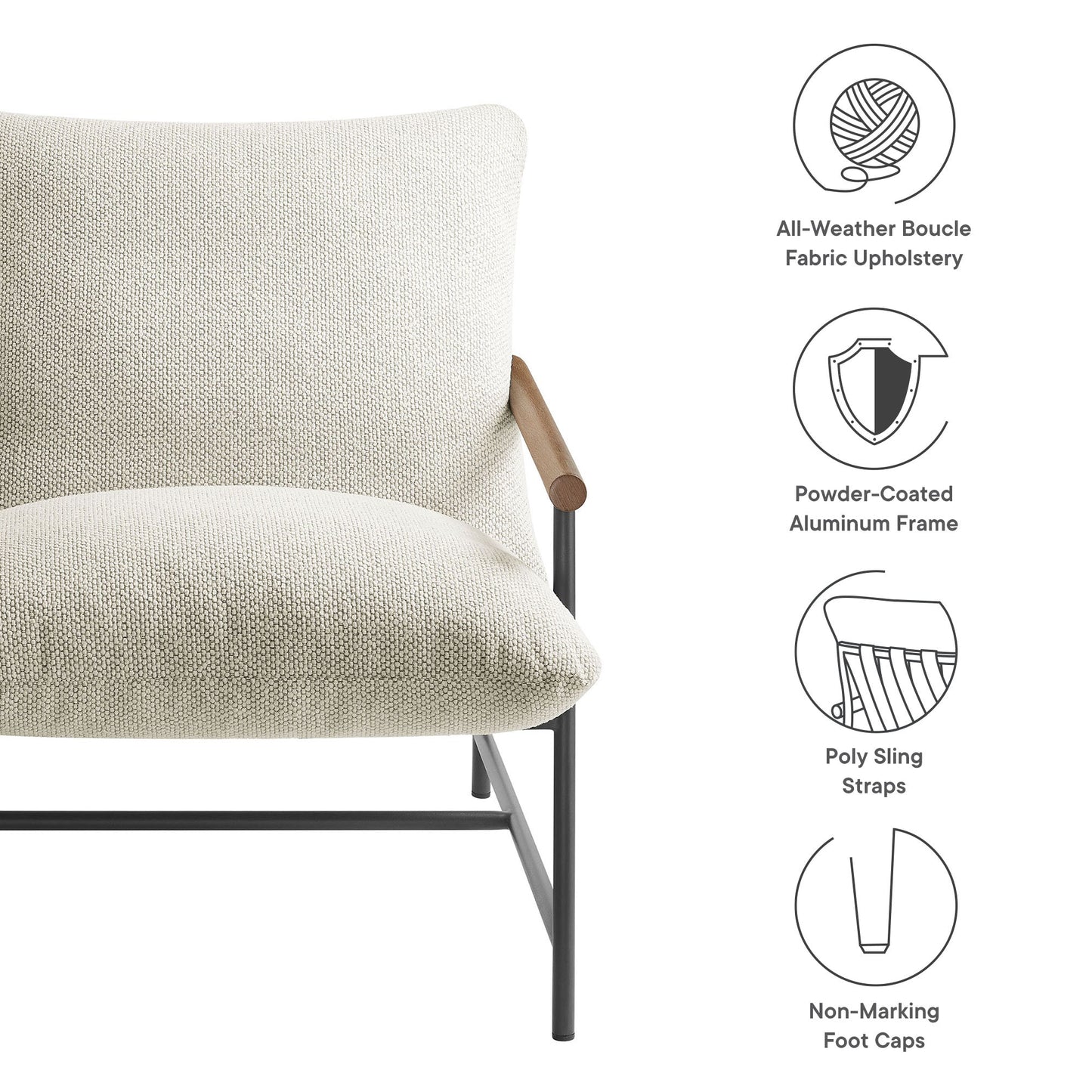 Raya Outdoor Patio Boucle Sling Lounge Chair by Modway