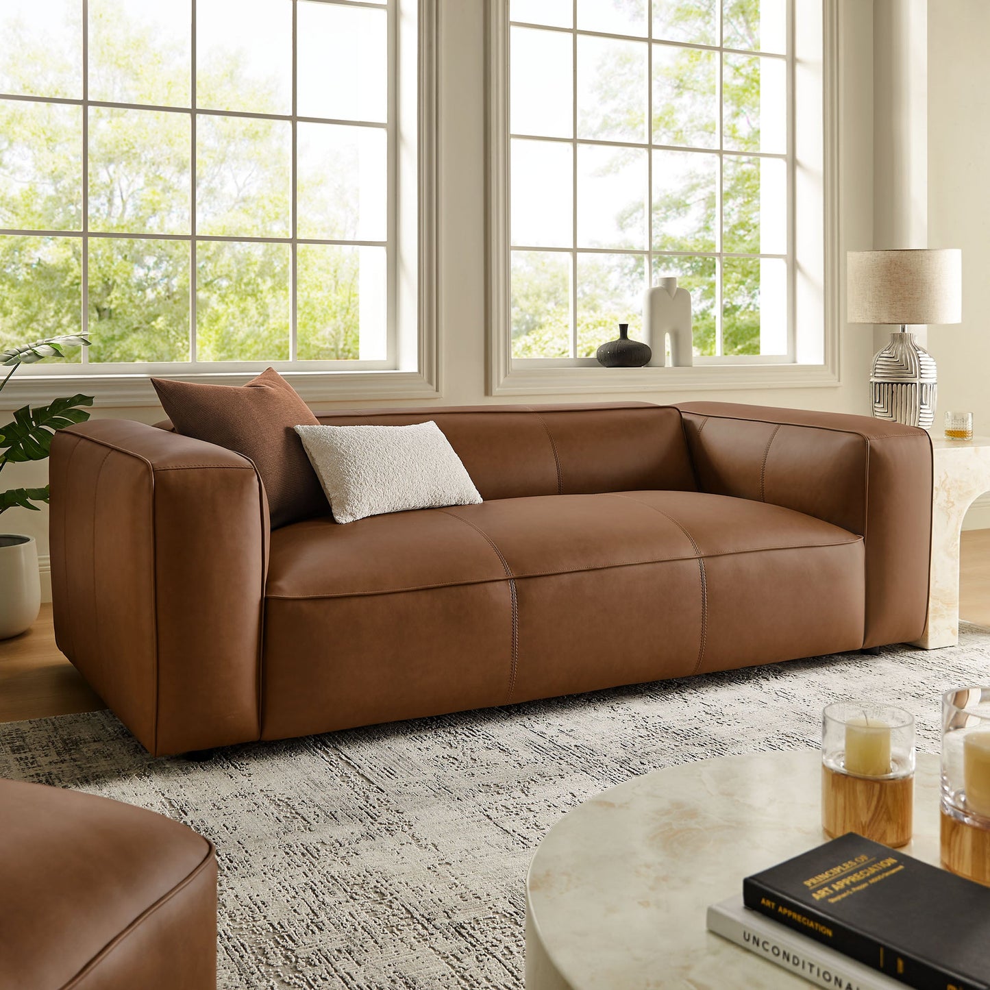 Auren Upholstered Vegan Leather Sofa by Modway EEI-7119-COF