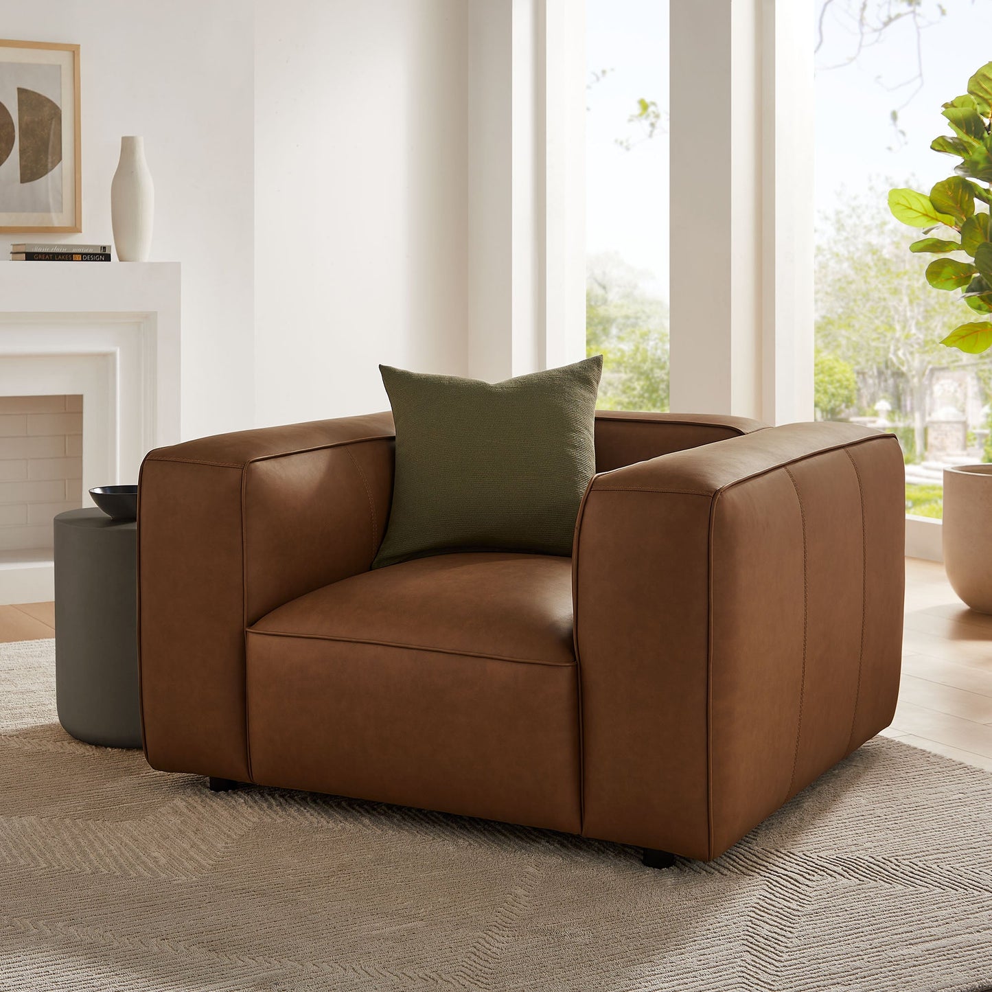 Auren Upholstered Vegan Leather Modular Armchair by Modway EEI-7120-COF