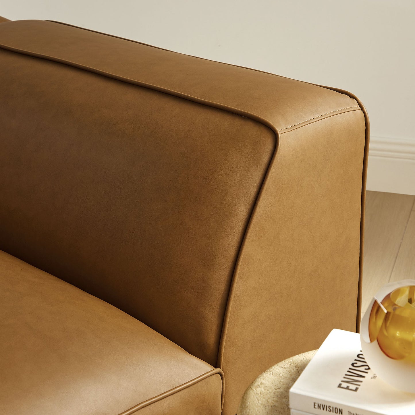 Auren Upholstered Vegan Leather Modular Left Armchair by Modway EEI-7124-CAM