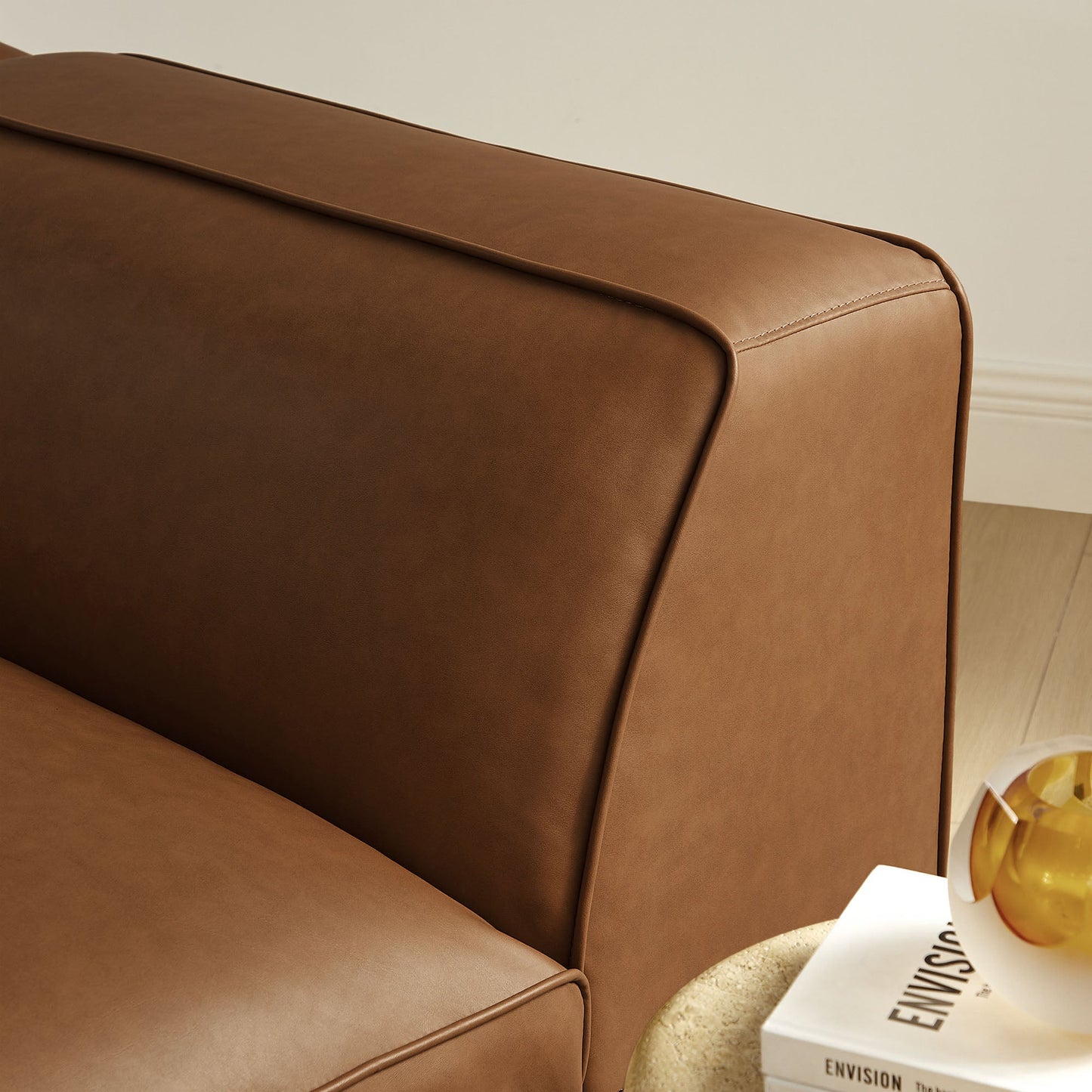 Auren Upholstered Vegan Leather Modular Left Armchair by Modway EEI-7124-COF