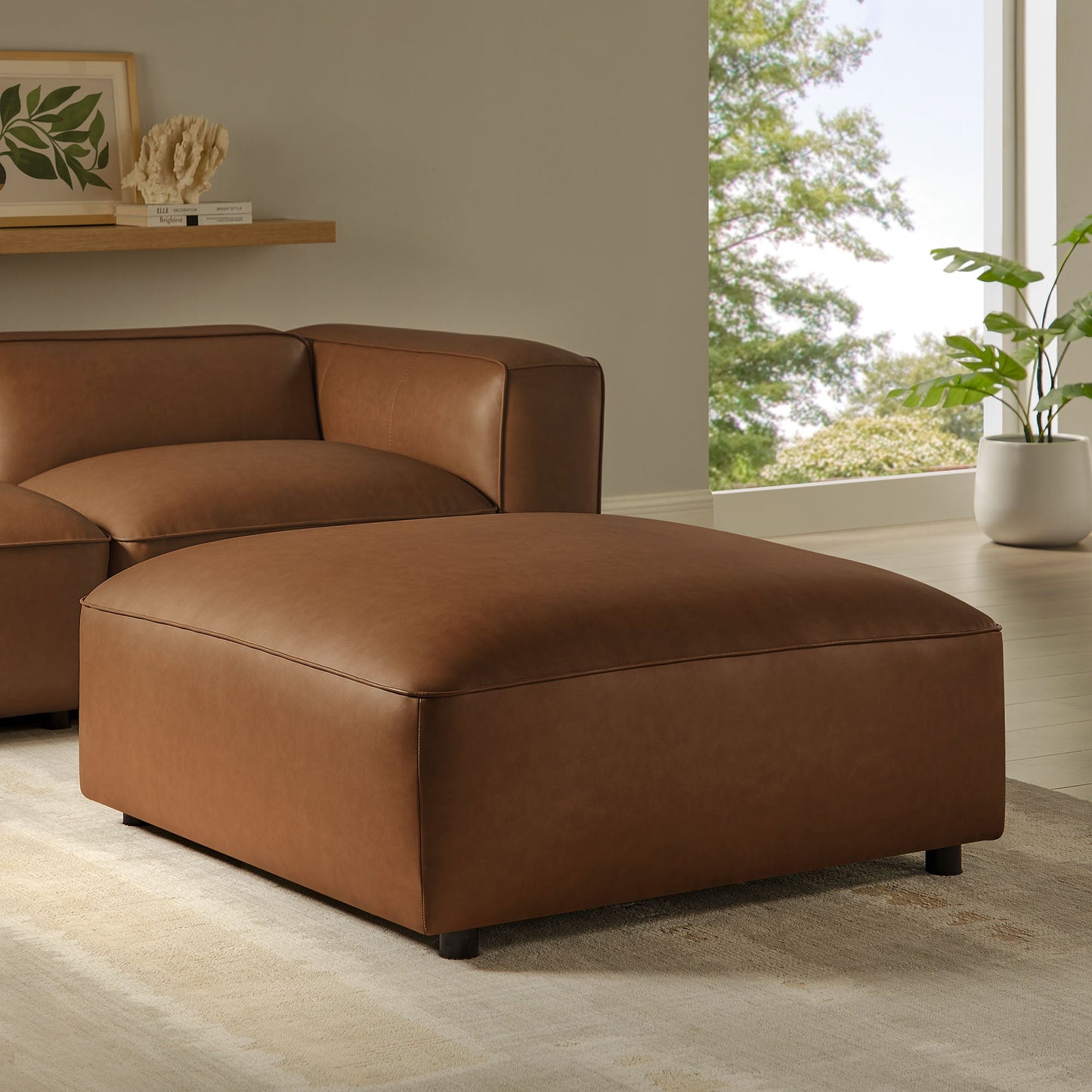 Auren Upholstered Vegan Leather Ottoman by Modway EEI-7125-COF
