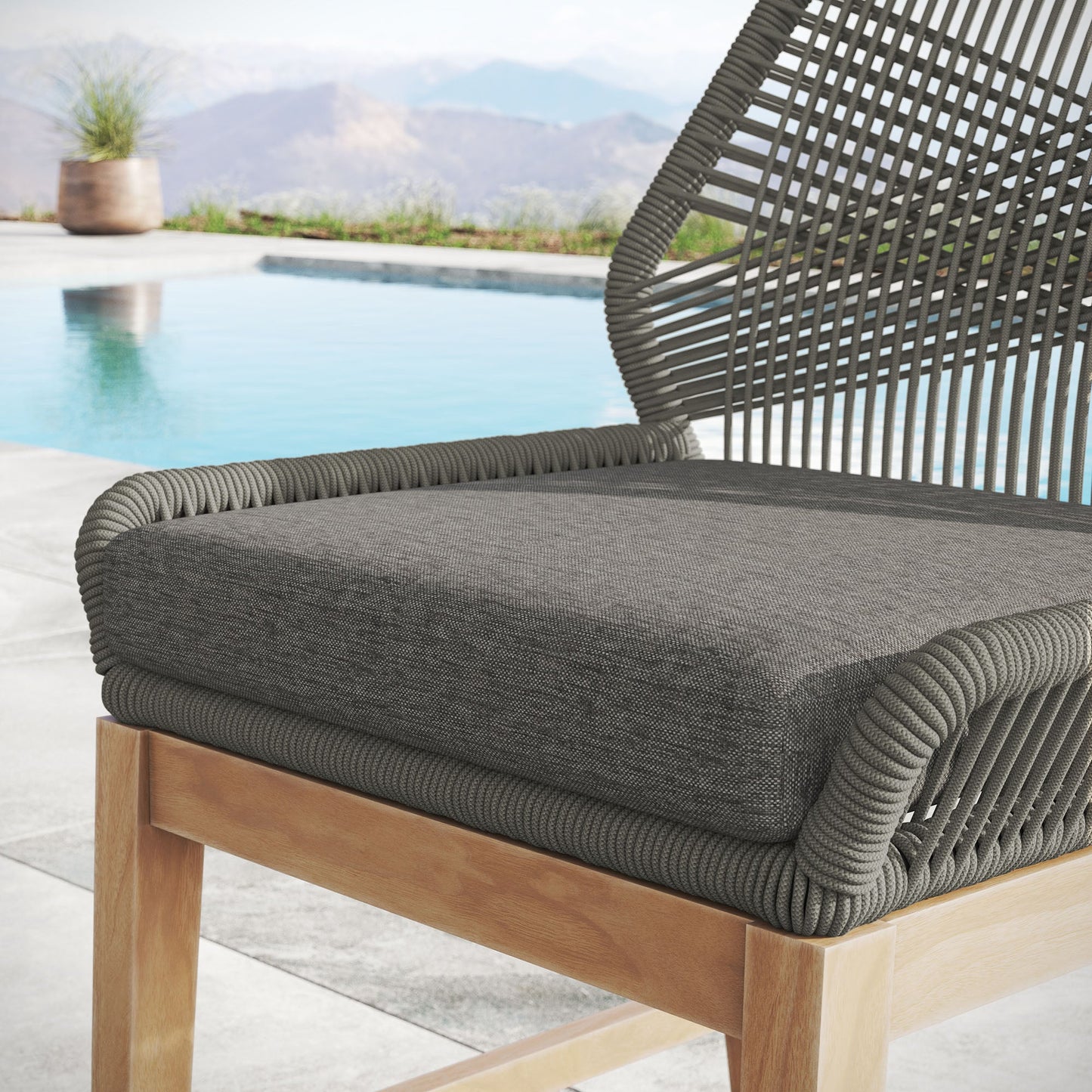 Wellspring Outdoor Patio Teak and Rope Counter Stool by Modway