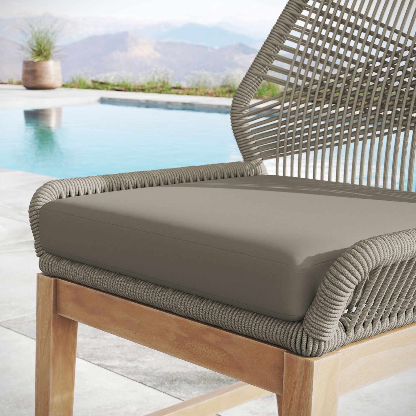 Wellspring Outdoor Patio Teak and Rope Counter Stool by Modway