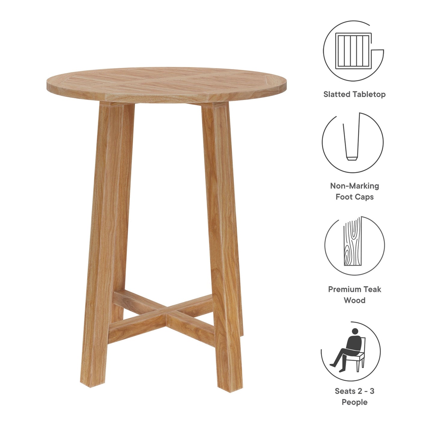 Wellspring 3-Piece Outdoor Patio Teak Wood Bar Set by Modway EEI-7163-LGR-GRG-SET