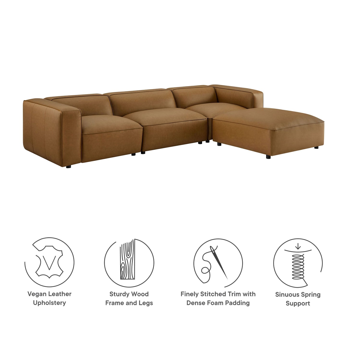Auren 4-Piece Vegan Leather Modular Sofa Set by Modway EEI-7128-CAM