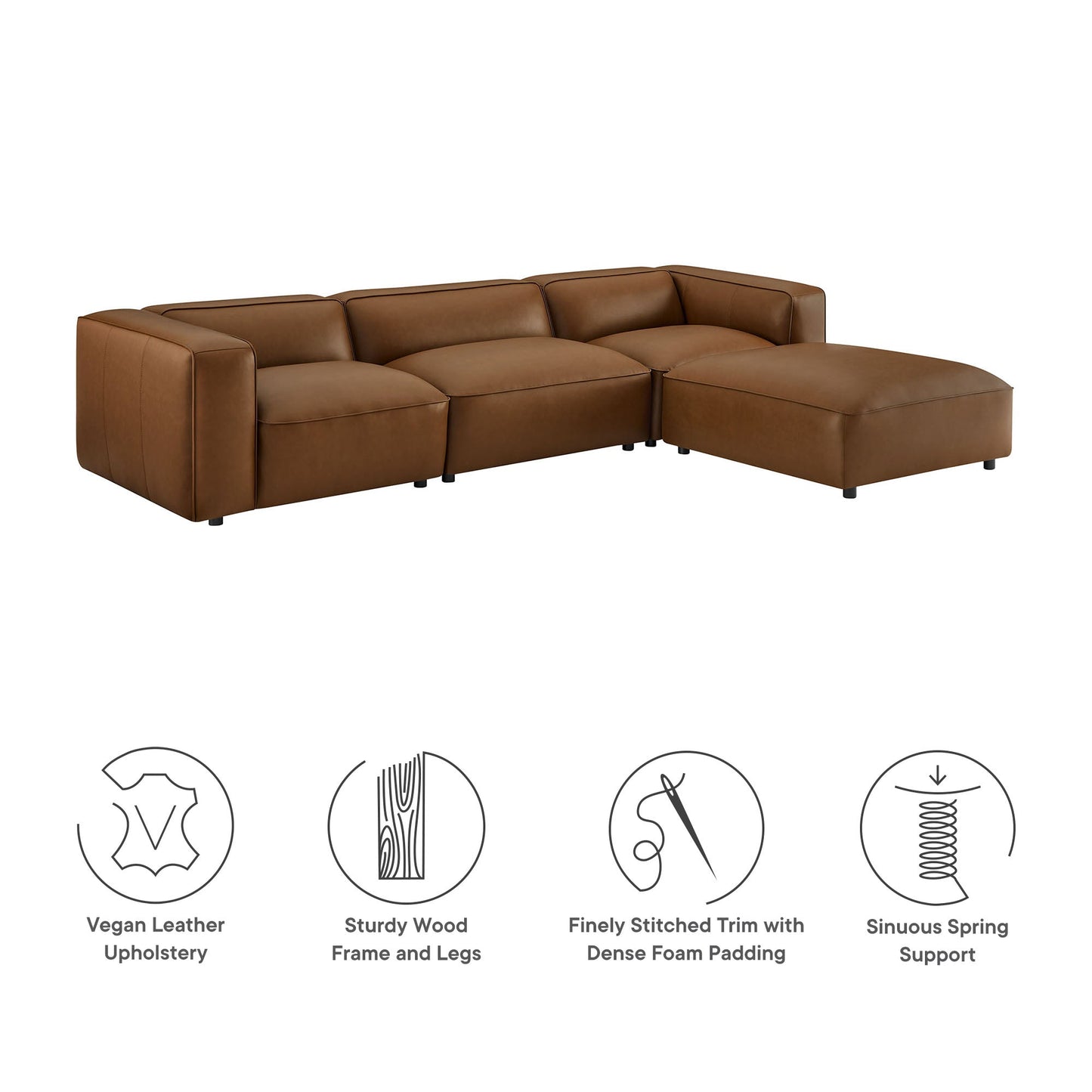 Auren 4-Piece Vegan Leather Modular Sofa Set by Modway EEI-7128-COF