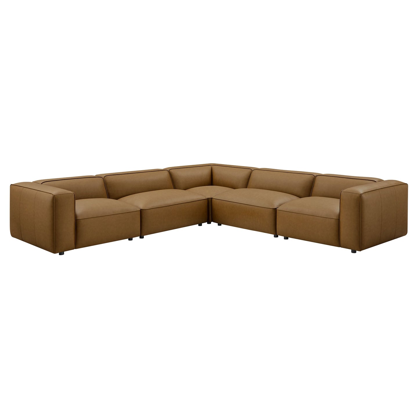 Auren 5-Piece Upholstered Vegan Leather Modular L-Shaped Sofa by Modway EEI-7129-CAM