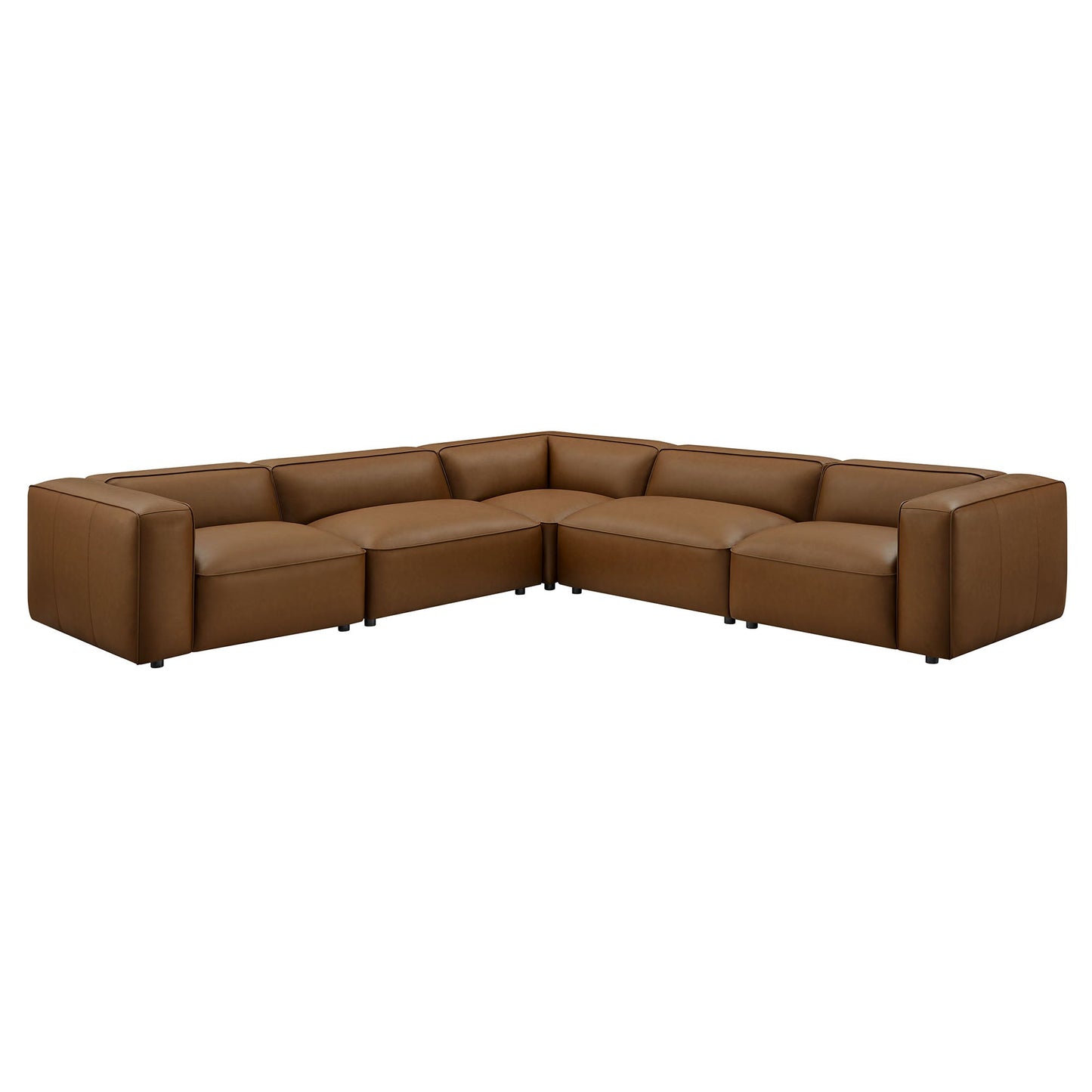 Auren 5-Piece Upholstered Vegan Leather Modular L-Shaped Sofa by Modway EEI-7129-COF