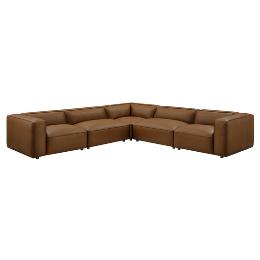 Auren 5-Piece Upholstered Vegan Leather Modular L-Shaped Sofa by Modway EEI-7129-COF