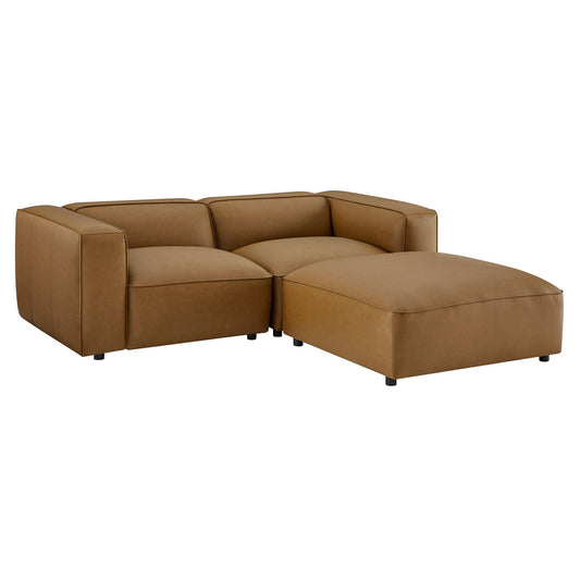 Auren 3-Piece Upholstered Vegan Leather Modular Loveseat with Ottoman by Modway EEI-7130-CAM