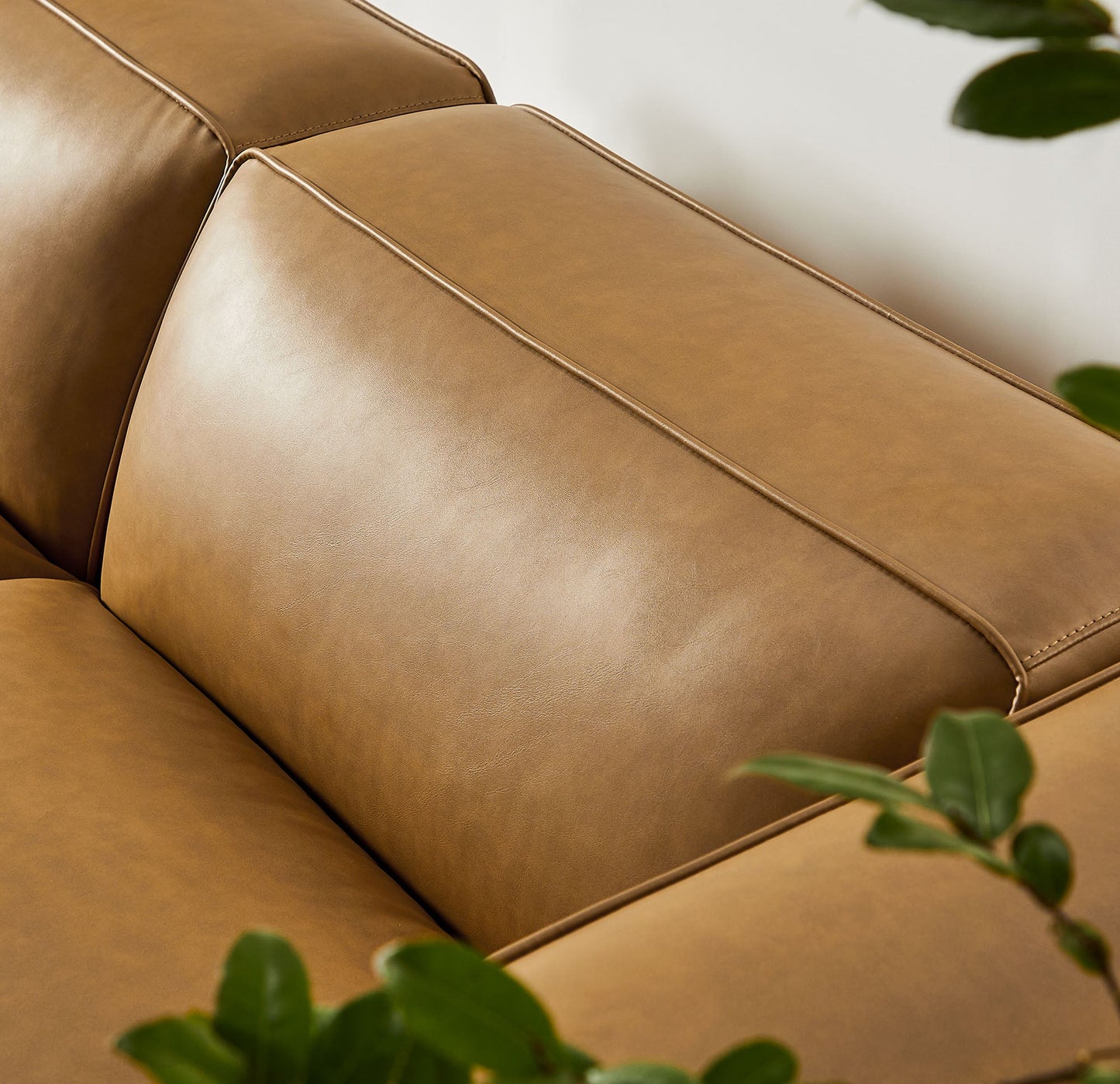 Auren 3-Piece Upholstered Vegan Leather Modular Loveseat with Ottoman by Modway EEI-7130-CAM