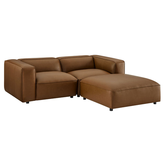 Auren 3-Piece Upholstered Vegan Leather Modular Loveseat with Ottoman by Modway EEI-7130-COF