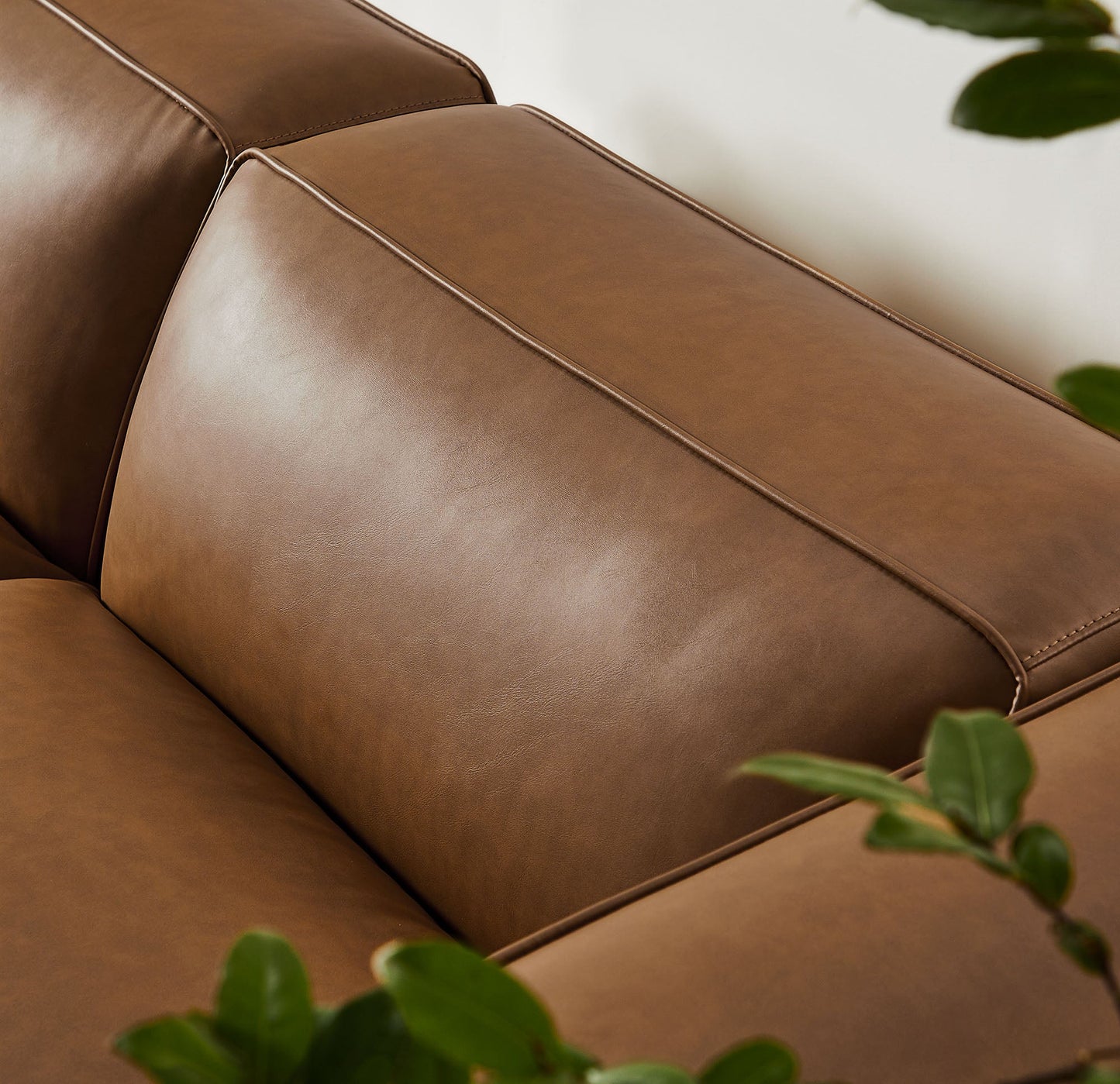 Auren 3-Piece Upholstered Vegan Leather Modular Loveseat with Ottoman by Modway EEI-7130-COF