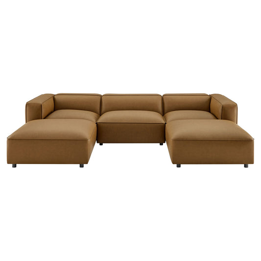 Auren 5-Piece Upholstered Vegan Leather Modular U-Shaped Sofa by Modway EEI-7131-CAM