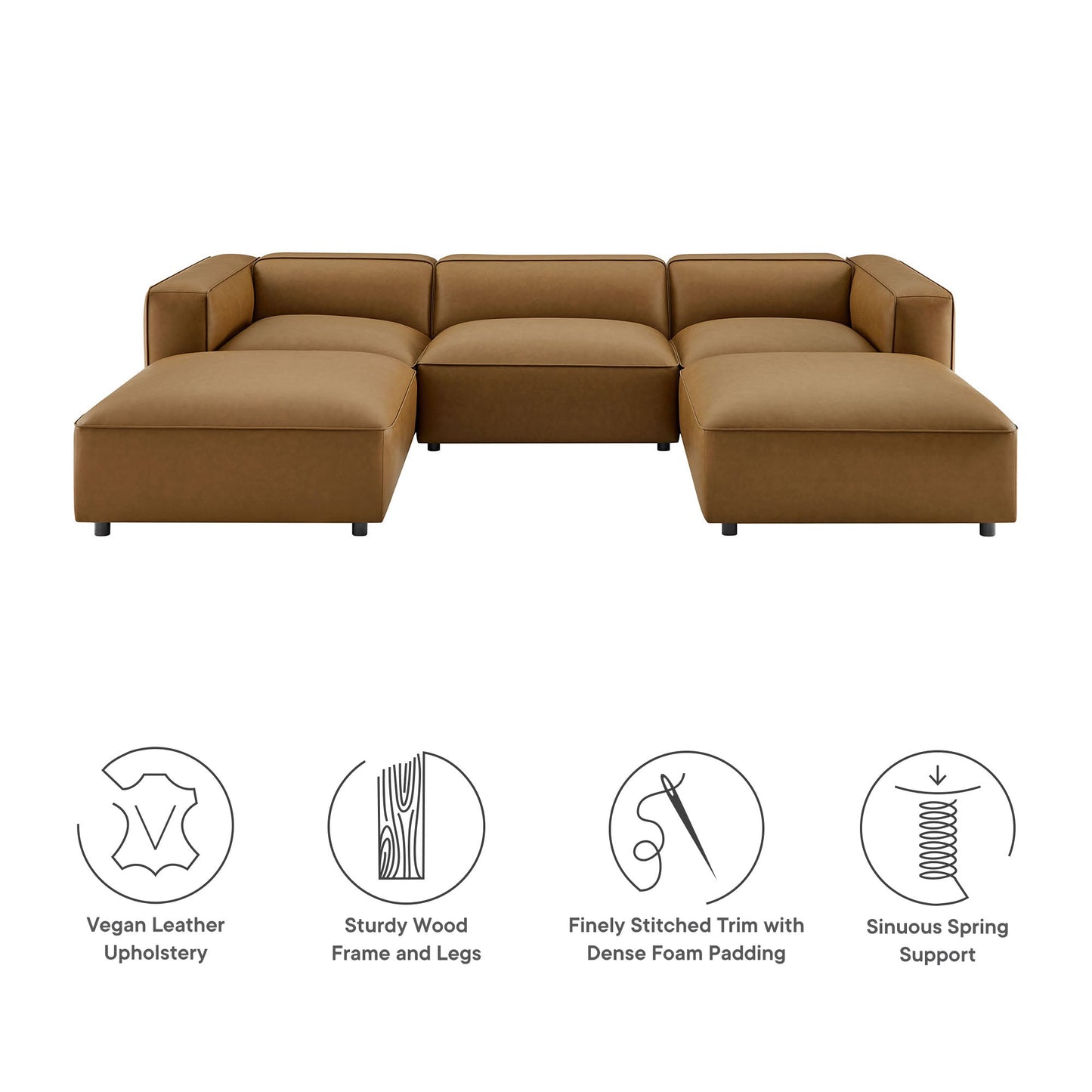 Auren 5-Piece Upholstered Vegan Leather Modular U-Shaped Sofa by Modway EEI-7131-CAM