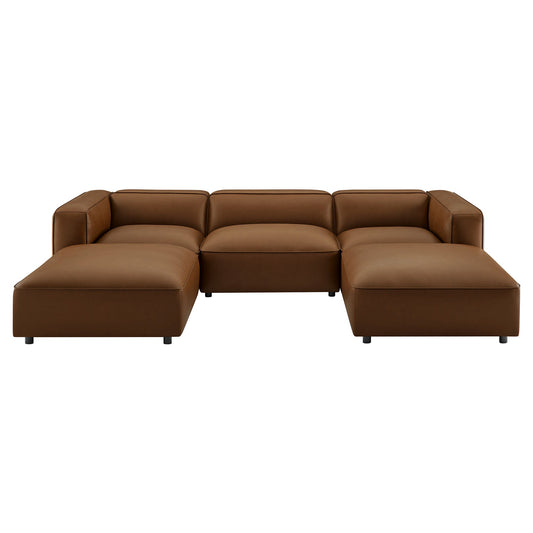 Auren 5-Piece Upholstered Vegan Leather Modular U-Shaped Sofa by Modway EEI-7131-COF