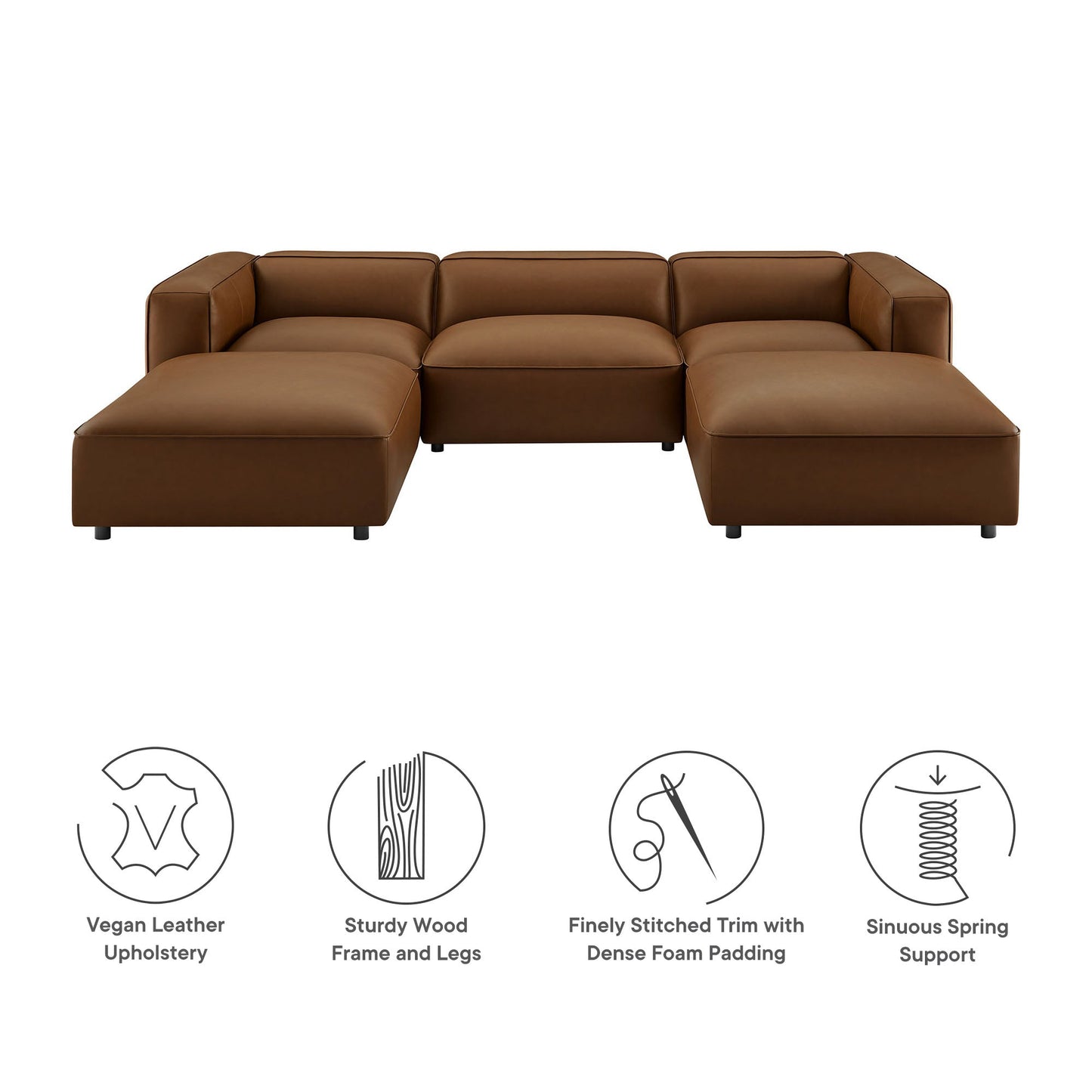 Auren 5-Piece Upholstered Vegan Leather Modular U-Shaped Sofa by Modway EEI-7131-COF