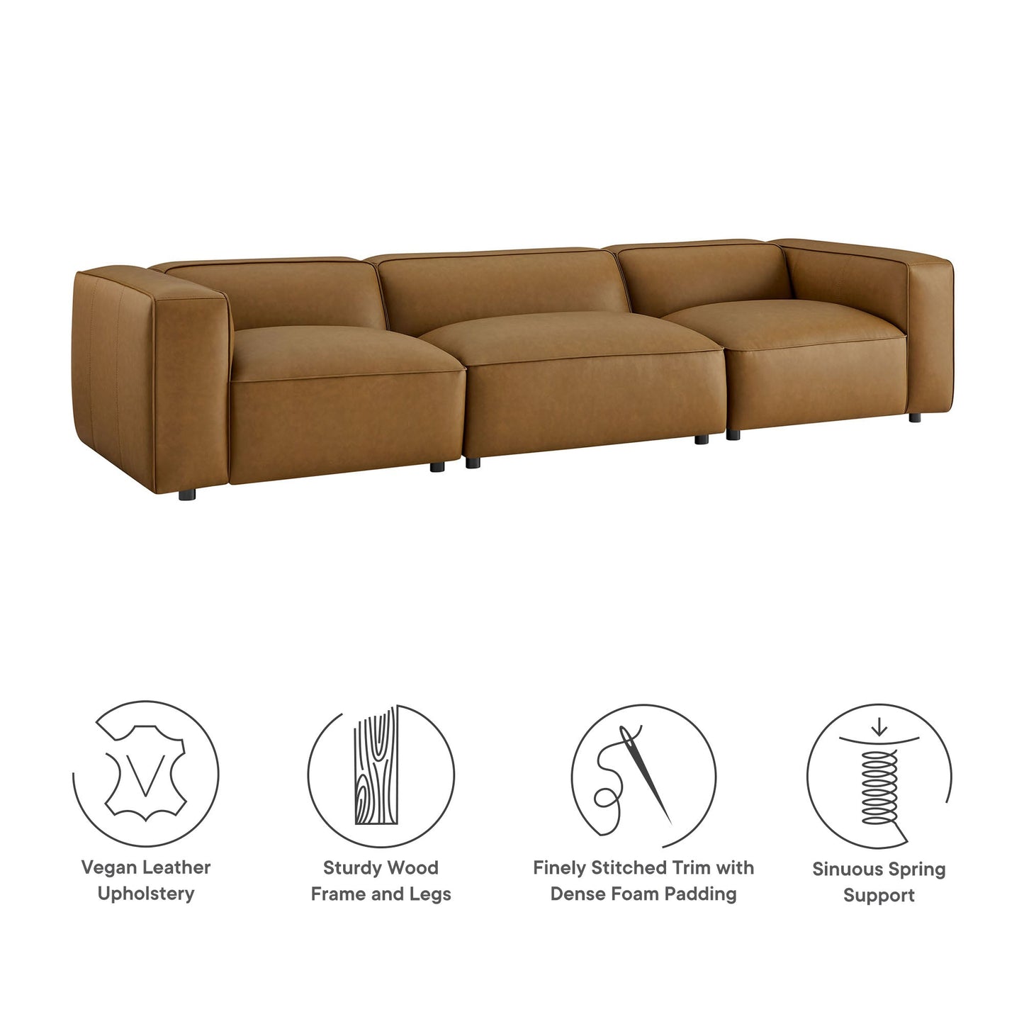 Auren 3-Piece Upholstered Vegan Leather Modular Sofa by Modway EEI-7132-CAM