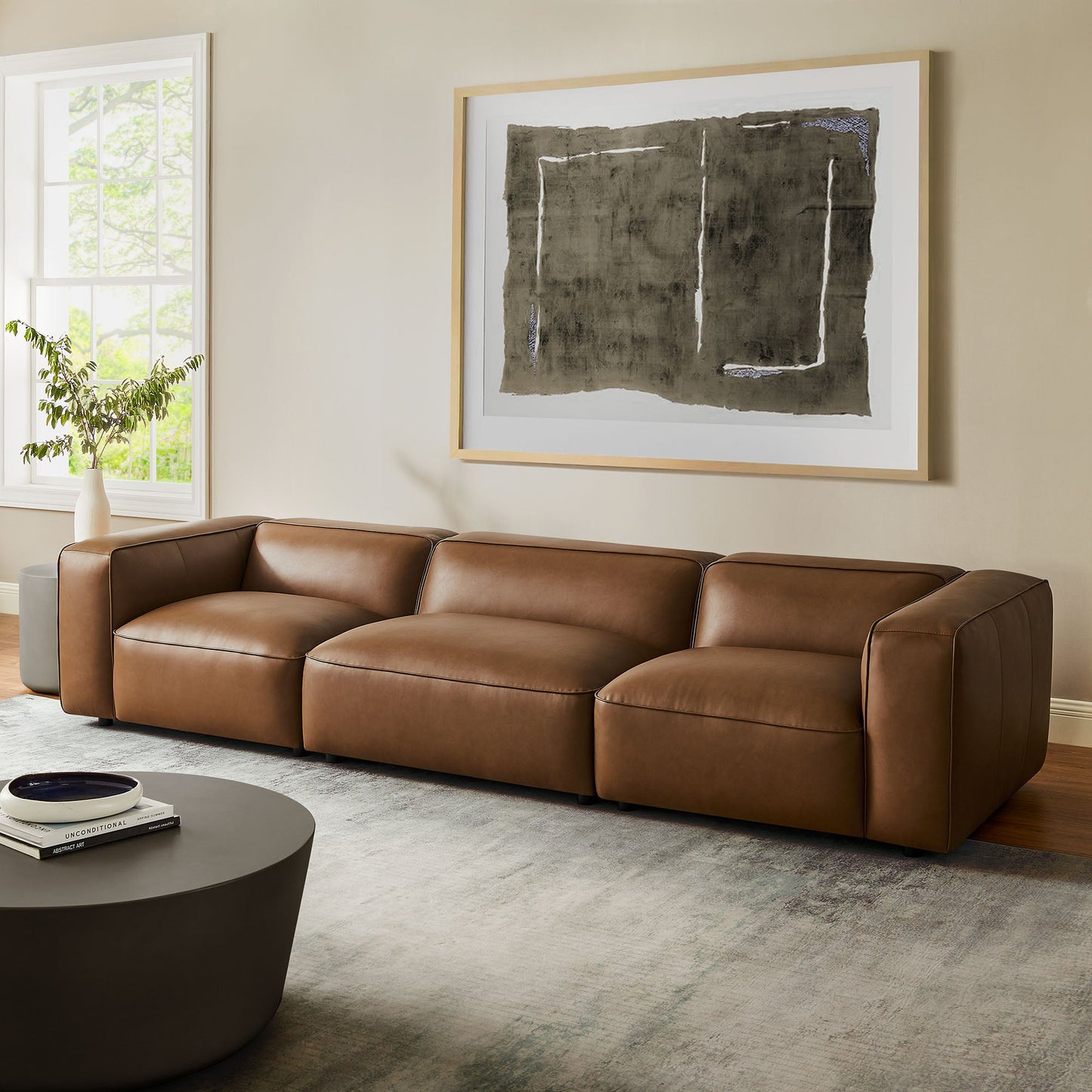 Auren 3-Piece Upholstered Vegan Leather Modular Sofa by Modway EEI-7132-COF
