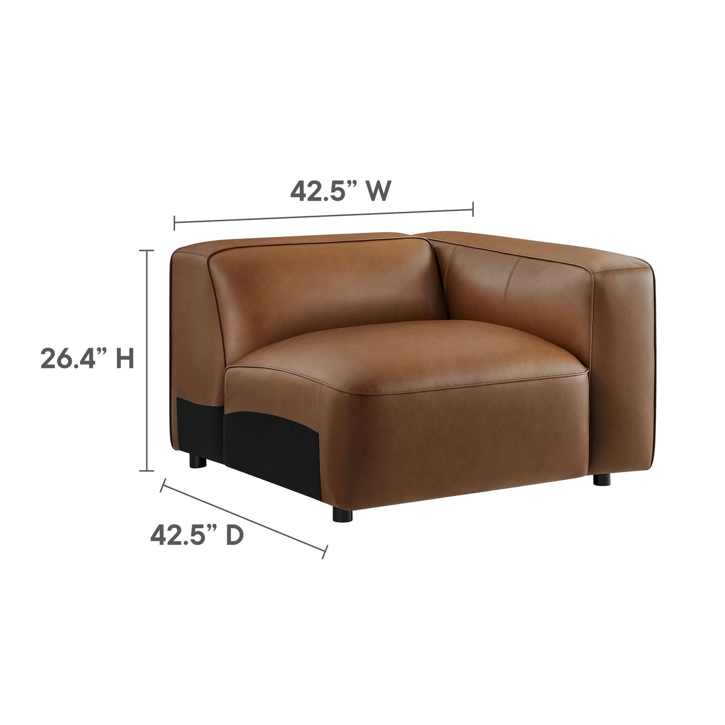 Auren 3-Piece Upholstered Vegan Leather Modular Sofa by Modway EEI-7132-COF
