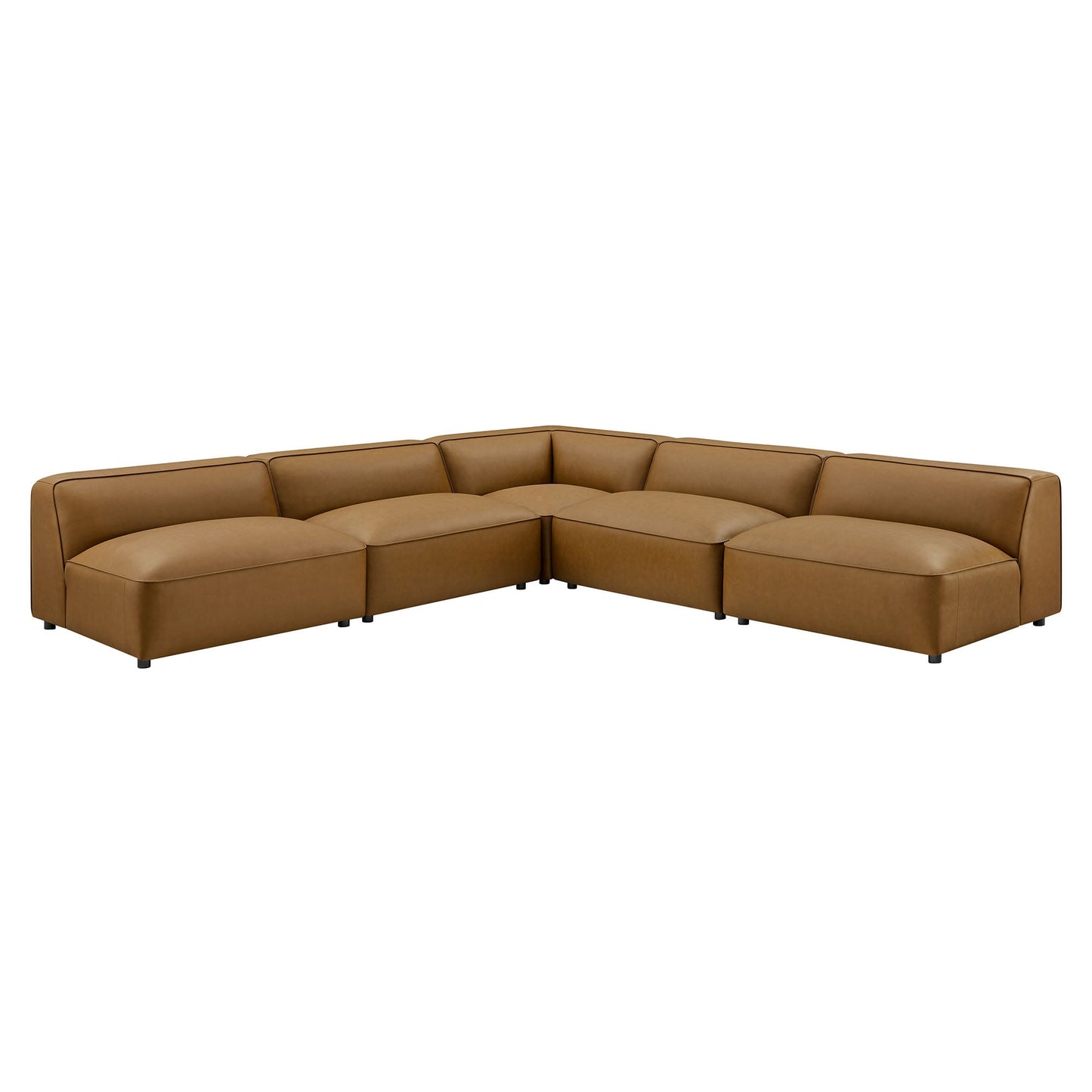 Auren 5-Piece Upholstered Armless L-Shaped Vegan Leather Modular Sofa by Modway EEI-7133-CAM