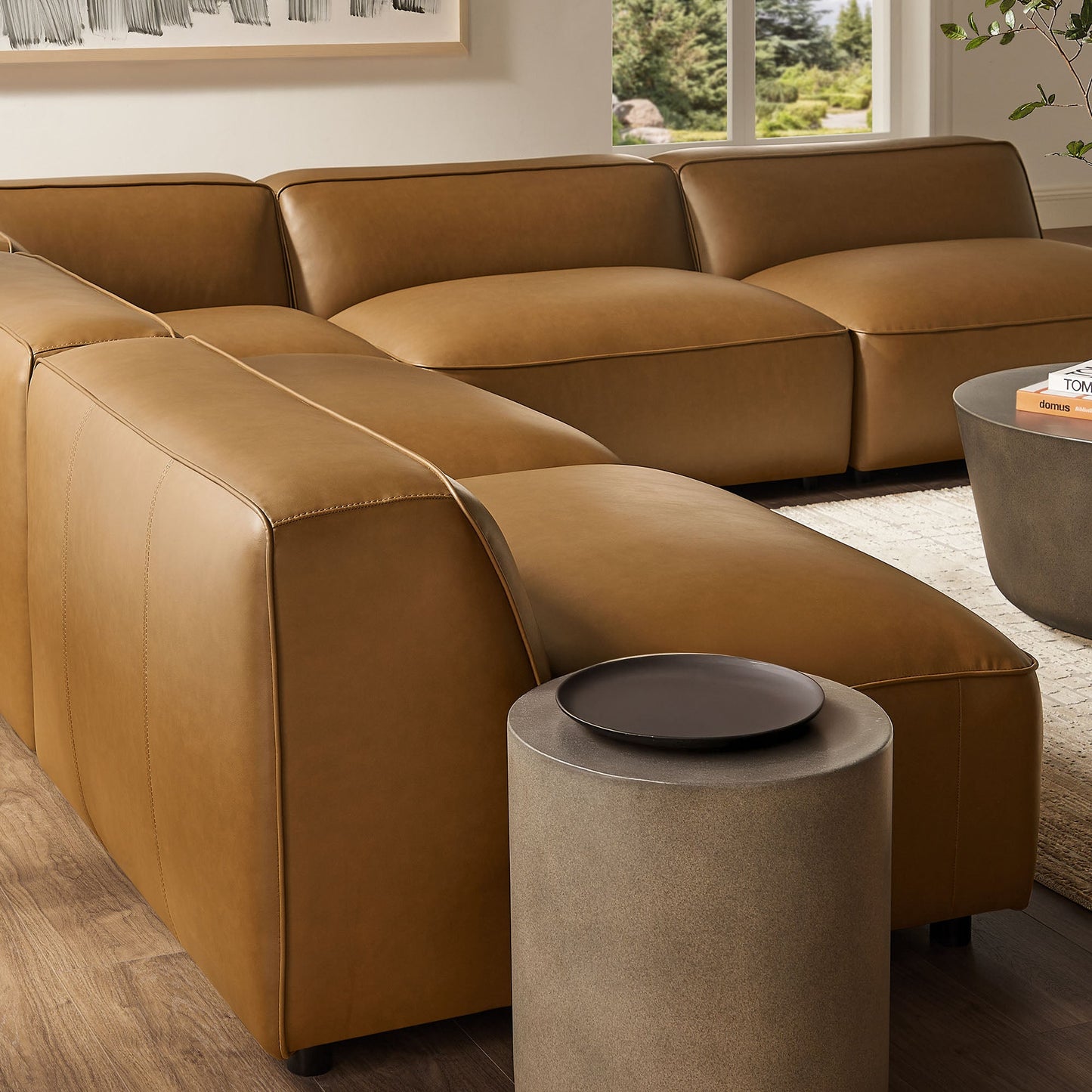 Auren 5-Piece Upholstered Armless L-Shaped Vegan Leather Modular Sofa by Modway EEI-7133-CAM