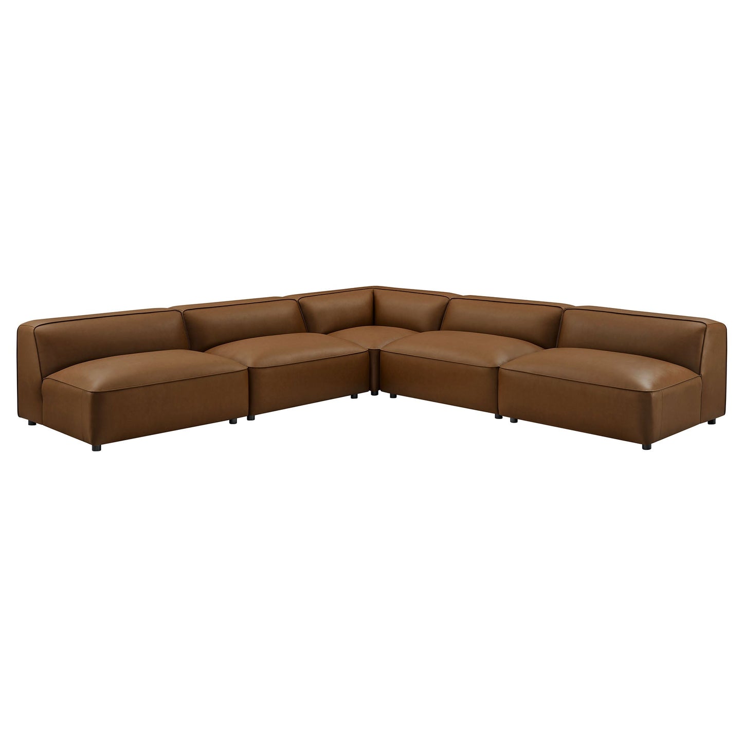 Auren 5-Piece Upholstered Armless L-Shaped Vegan Leather Modular Sofa by Modway EEI-7133-COF