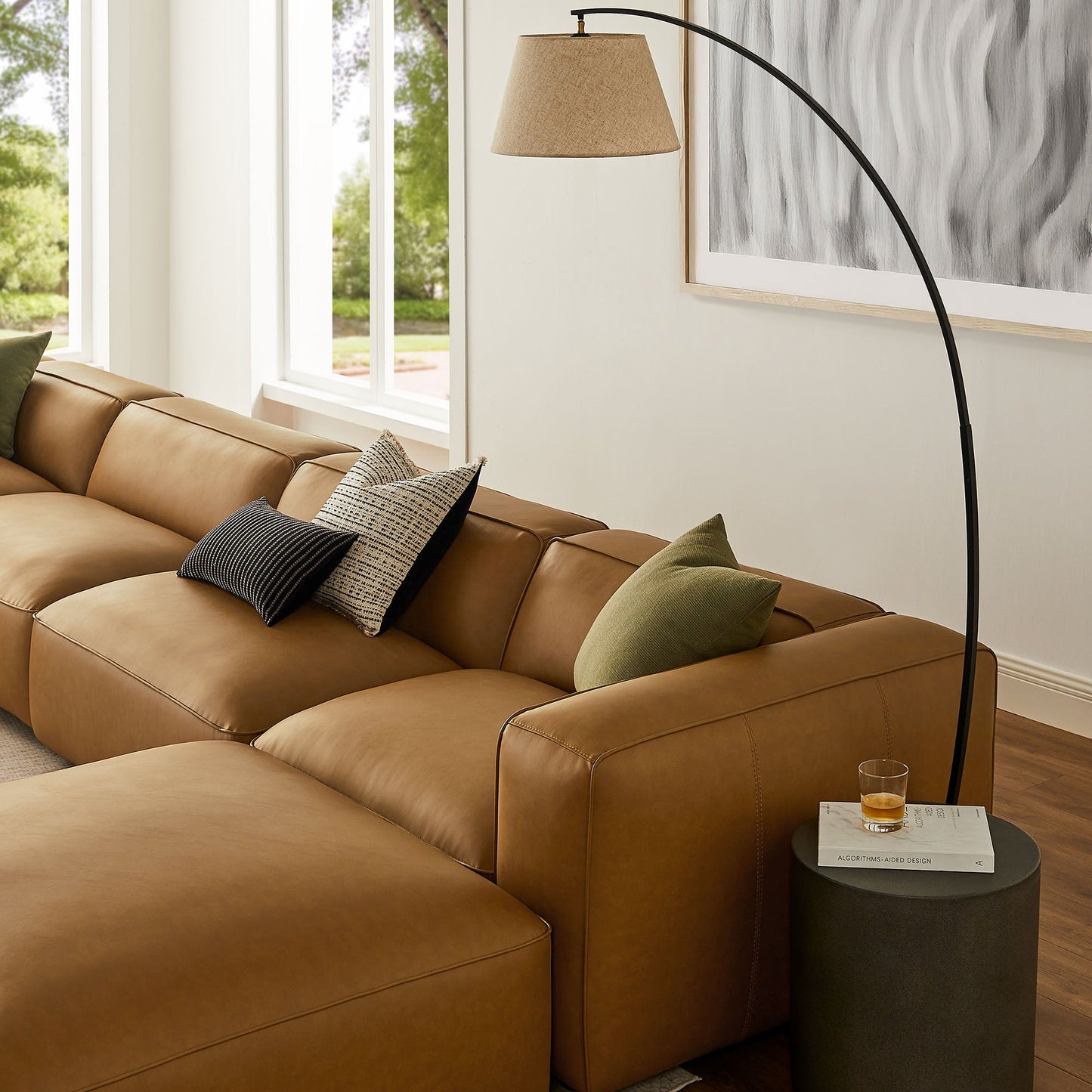 Auren 6-Piece Upholstered Vegan Leather Modular Sofa by Modway EEI-7134-CAM