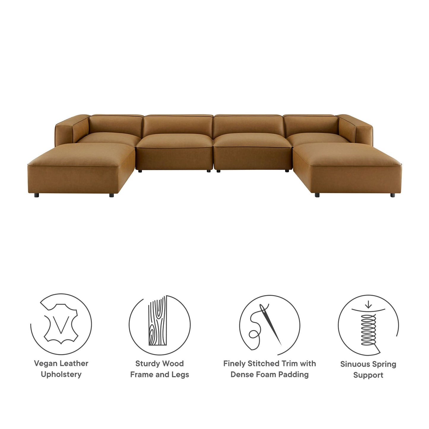 Auren 6-Piece Upholstered Vegan Leather Modular Sofa by Modway EEI-7134-CAM