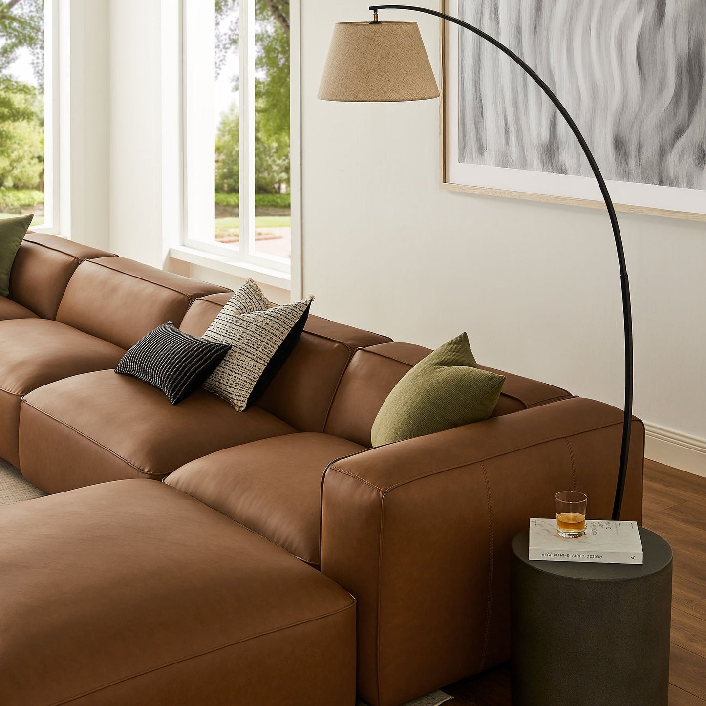 Auren 6-Piece Upholstered Vegan Leather Modular Sofa by Modway EEI-7134-COF