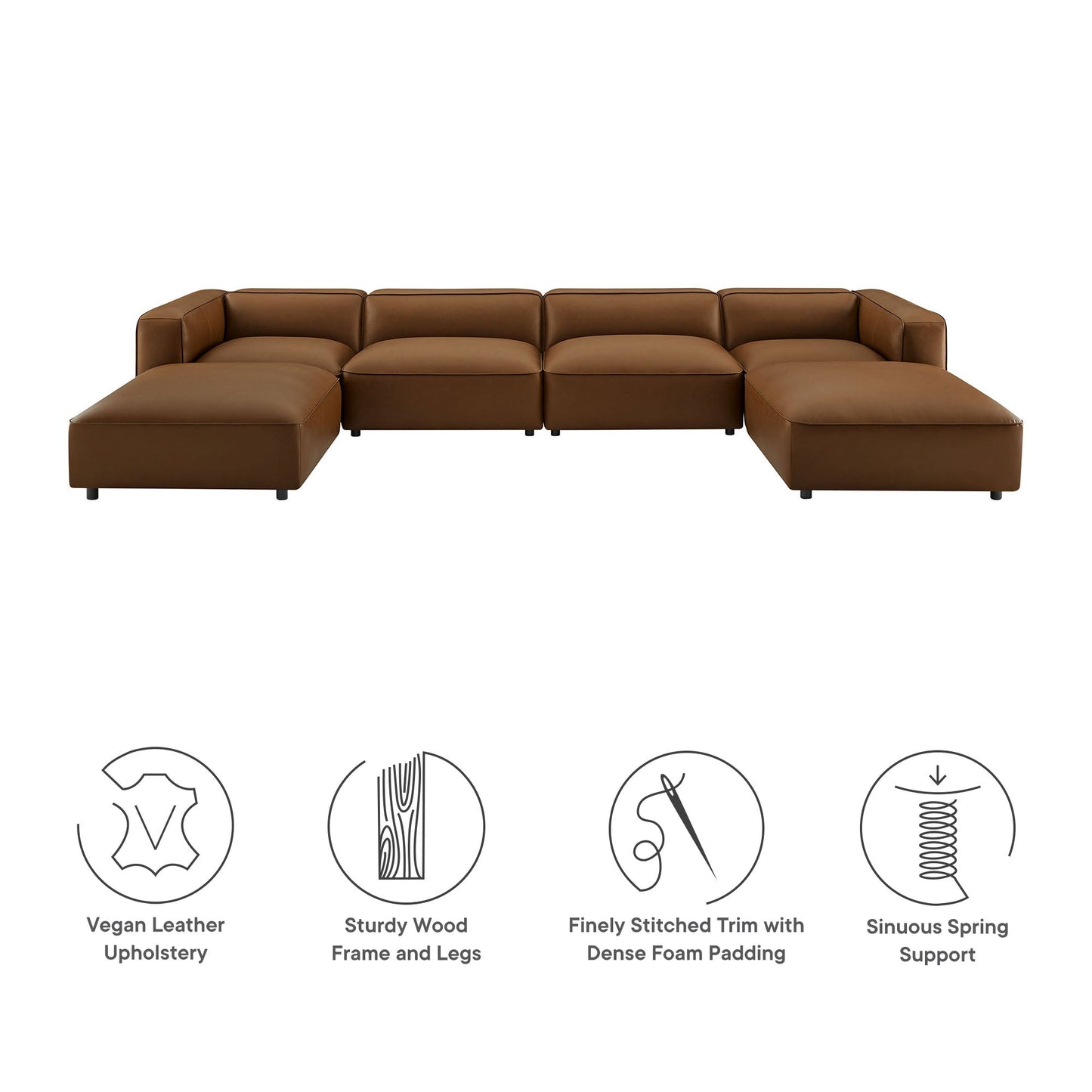 Auren 6-Piece Upholstered Vegan Leather Modular Sofa by Modway EEI-7134-COF